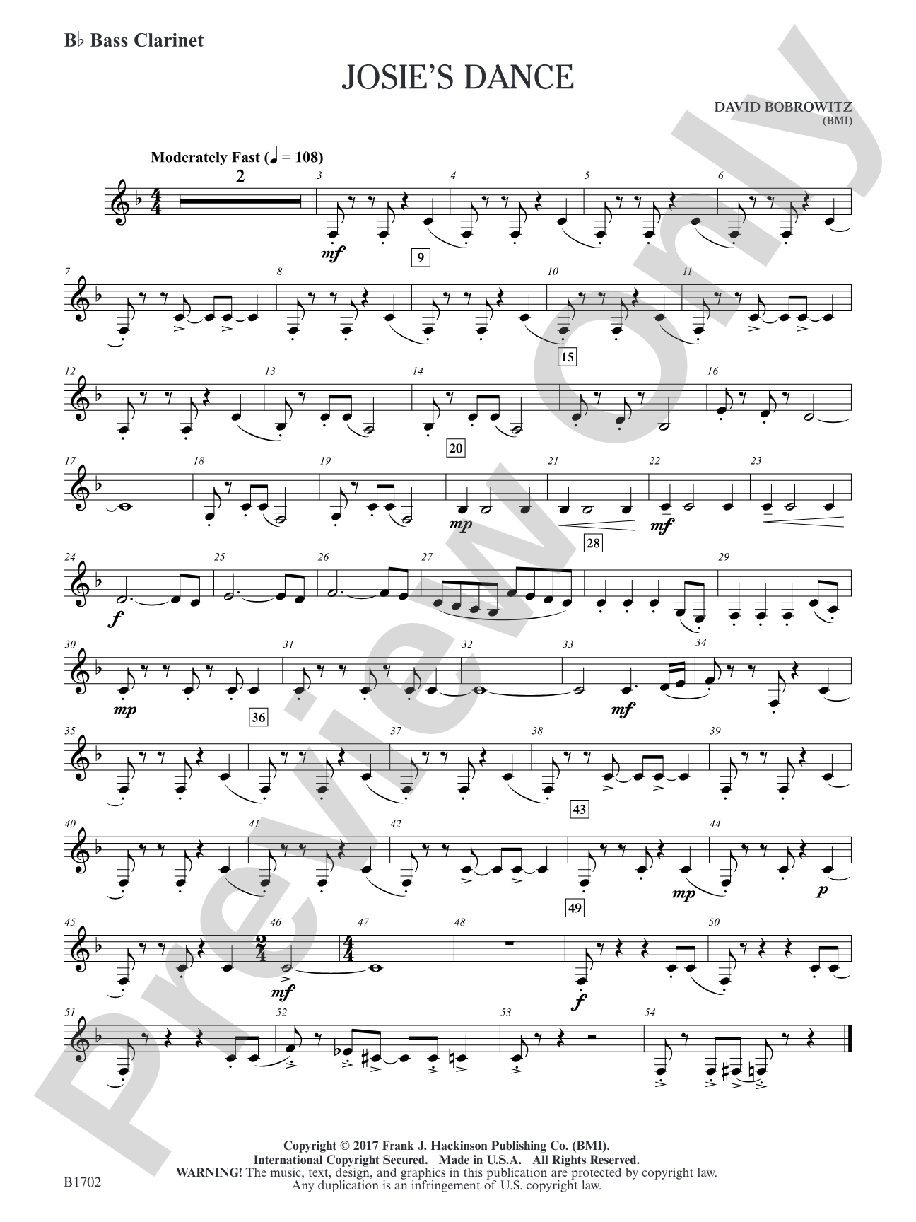 Josie's Dance: B-flat Bass Clarinet