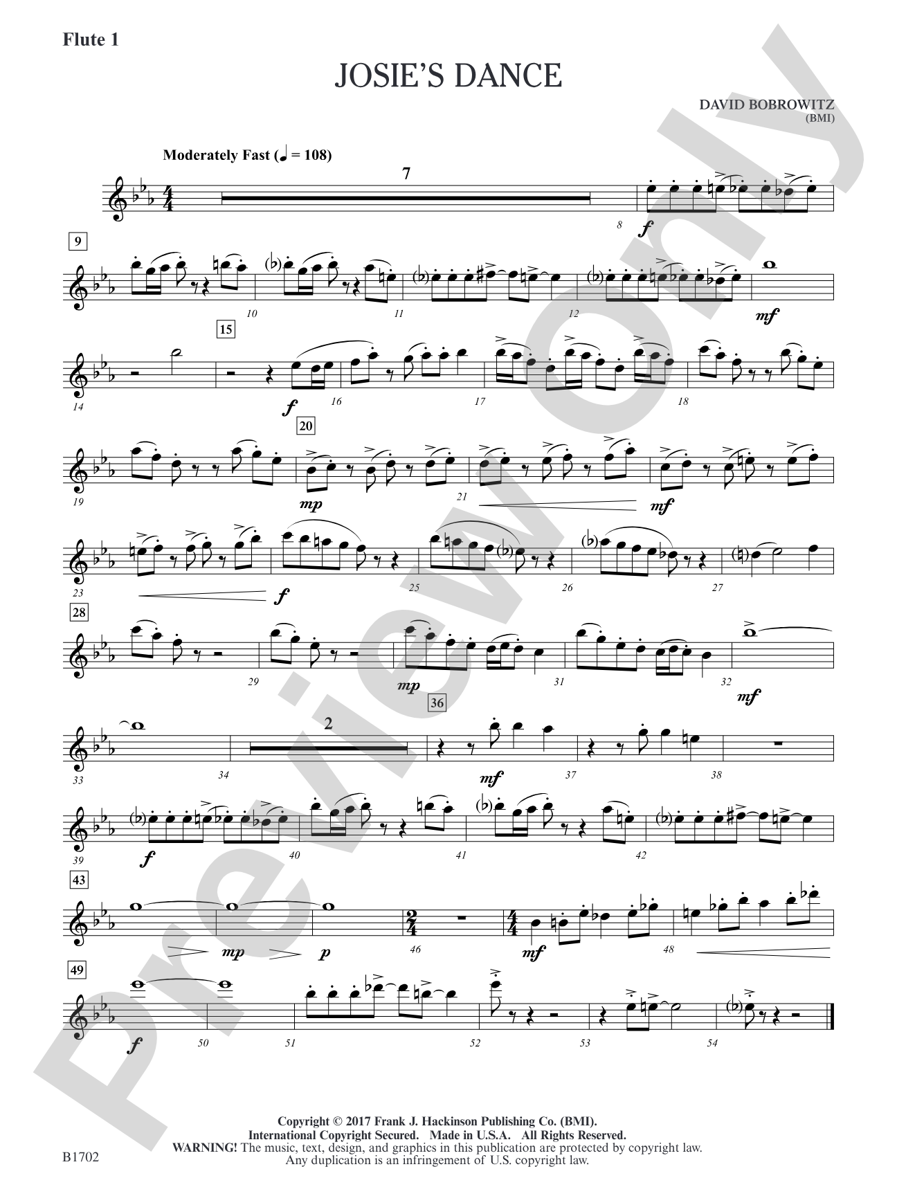 Josie's Dance: Flute 1