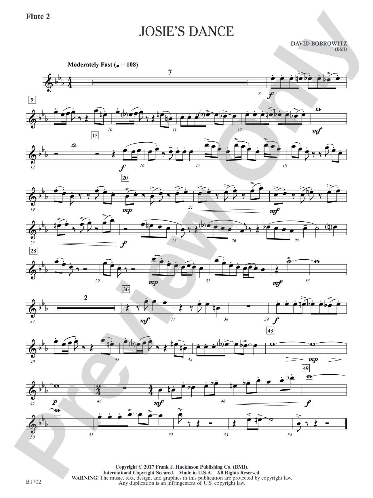 Josie's Dance: Flute 2