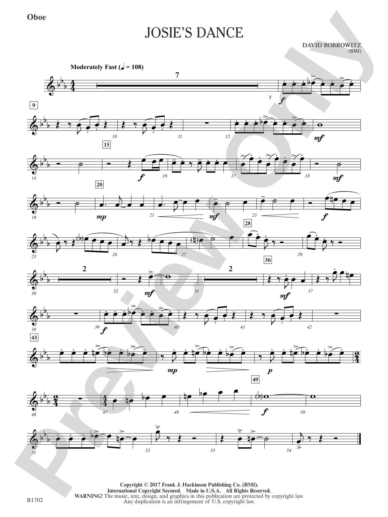 Josie's Dance: Oboe