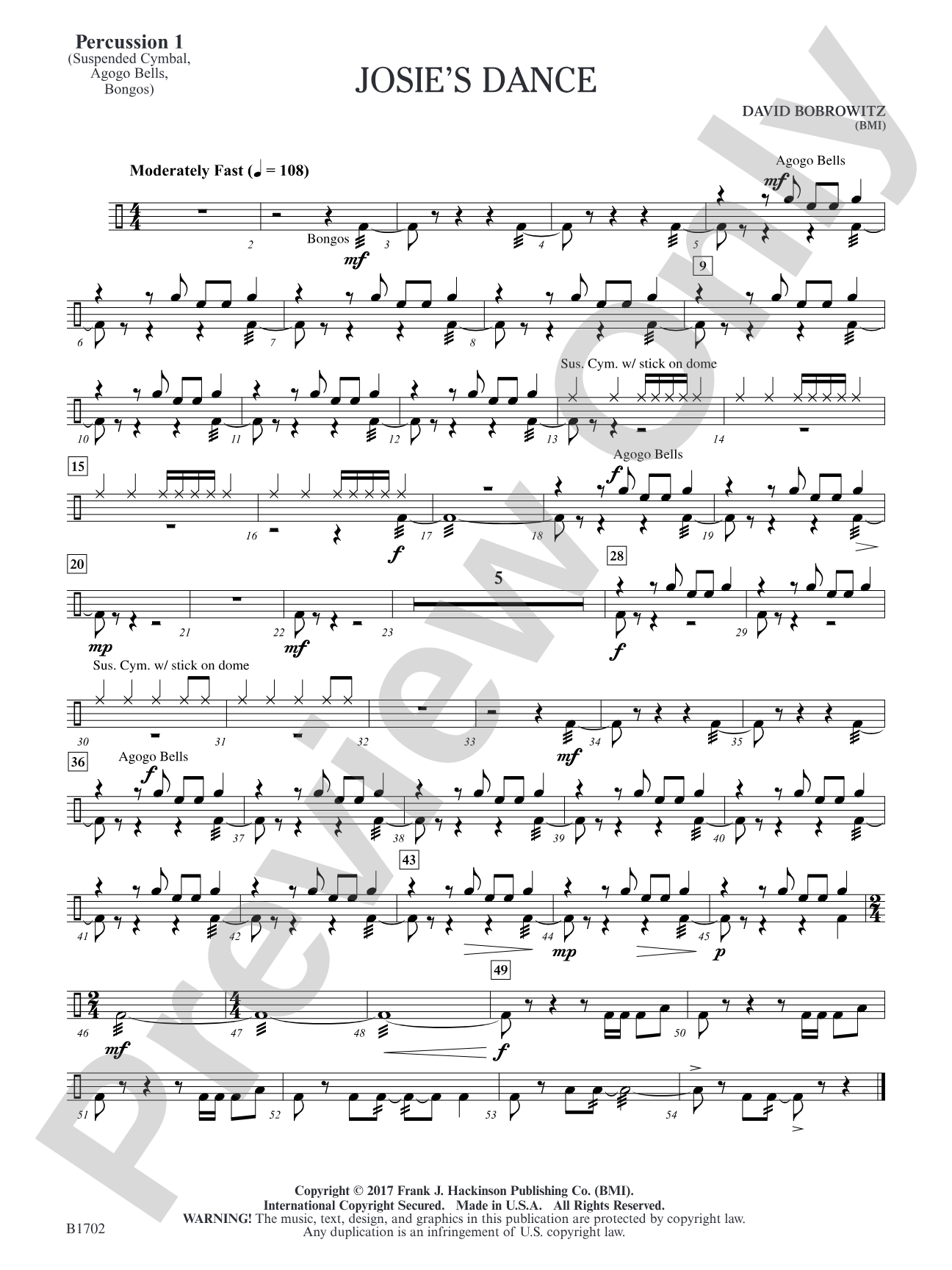 Josie's Dance: Percussion 1