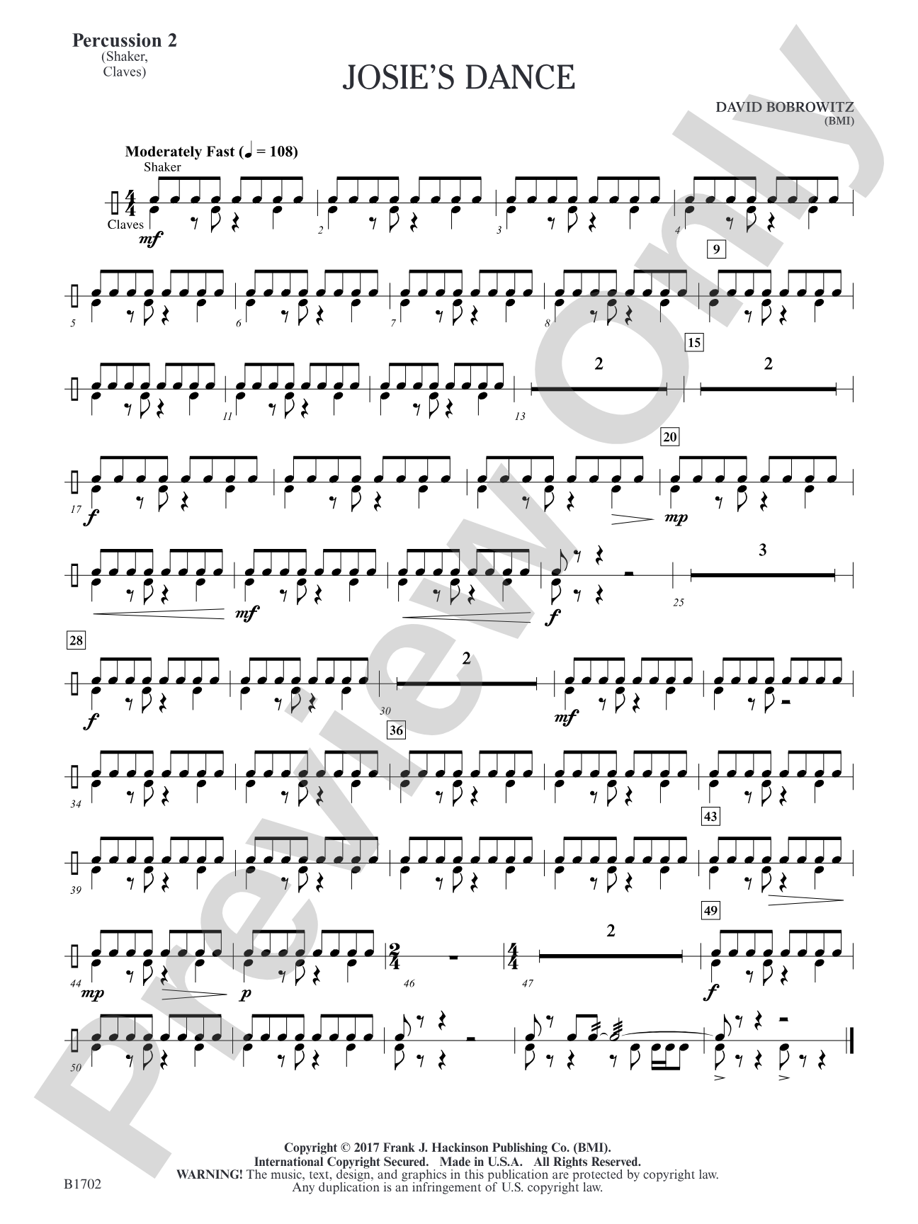 Josie's Dance: Percussion 2