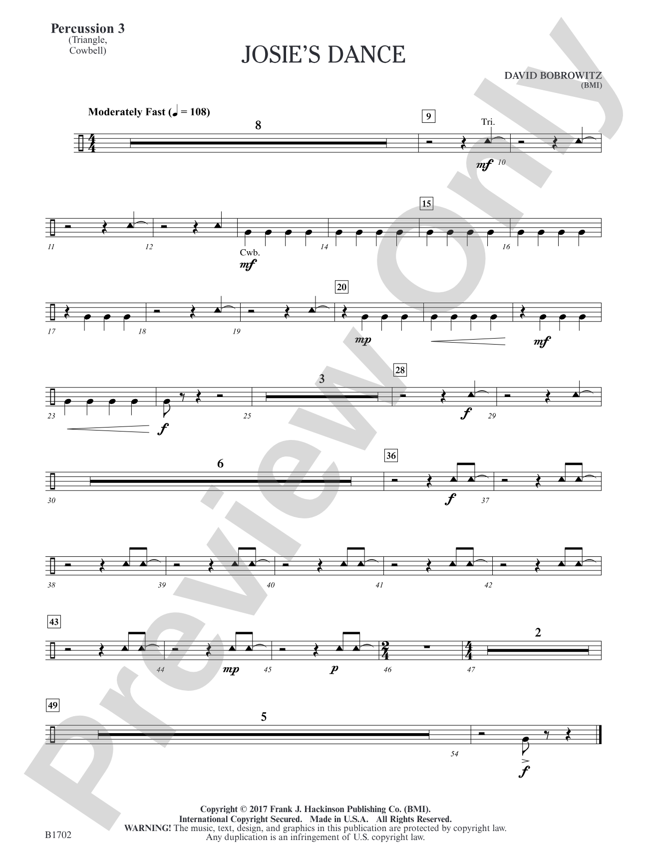 Josie's Dance: Percussion 3