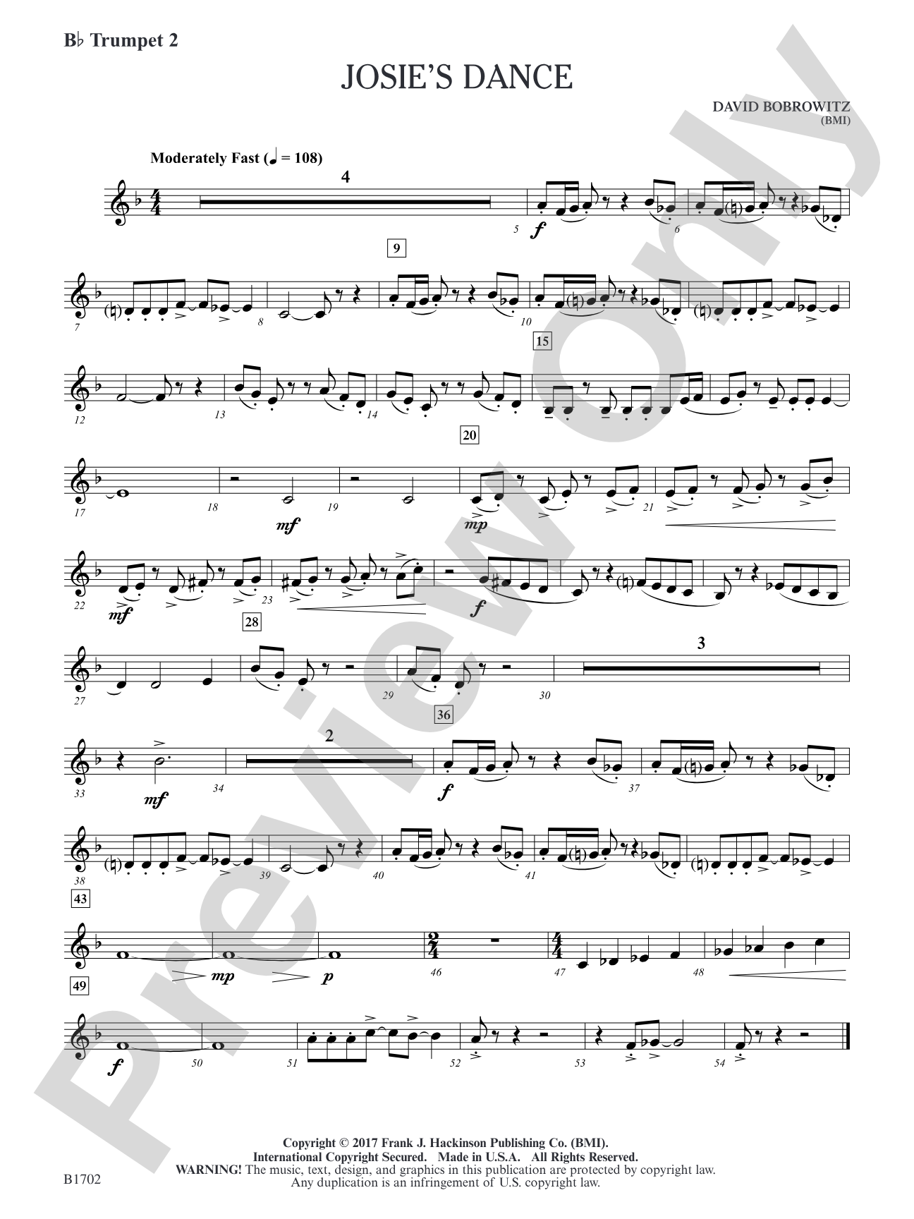 Josie's Dance: B-flat Trumpet 2
