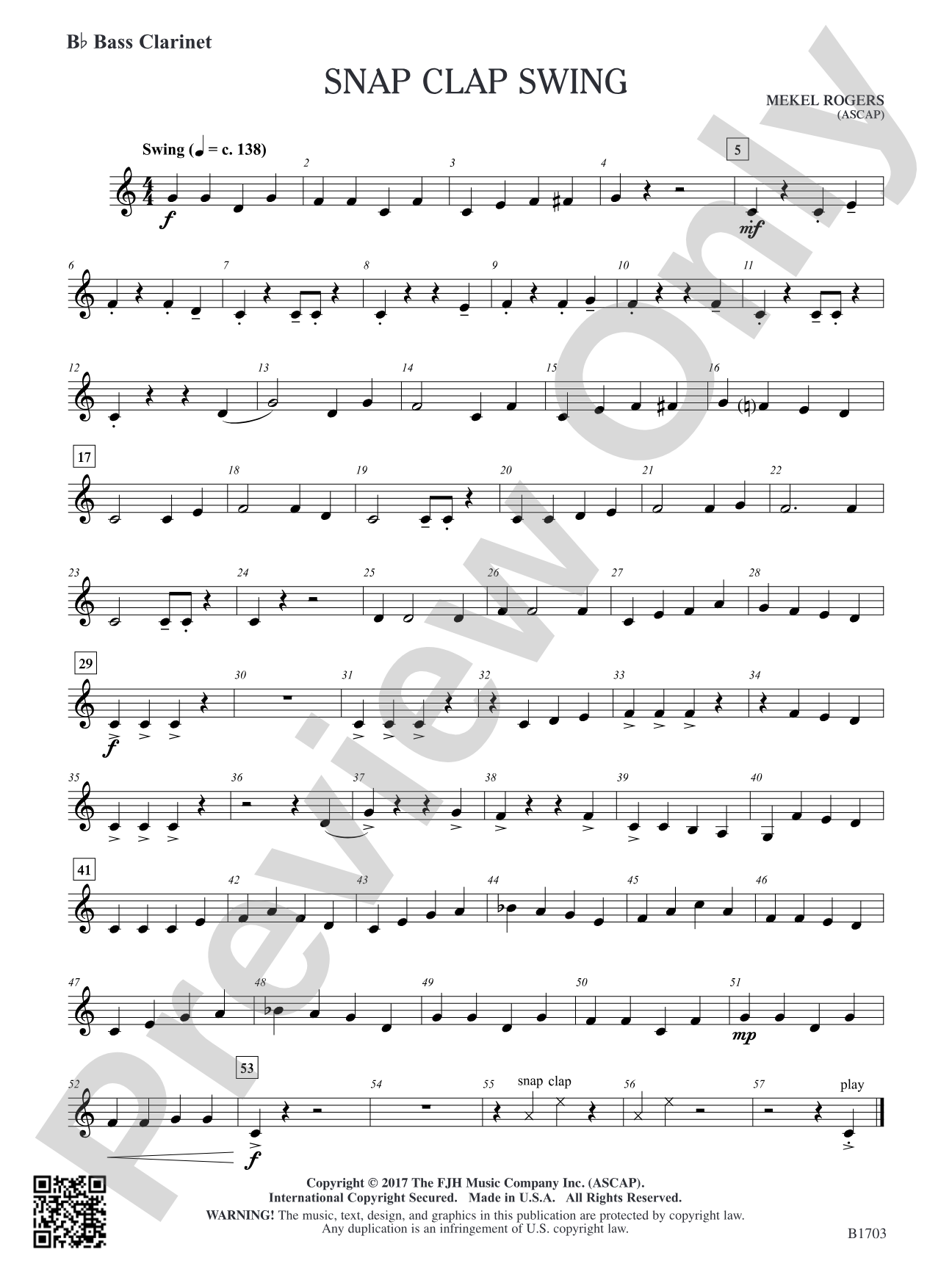 Snap Clap Swing: B-flat Bass Clarinet