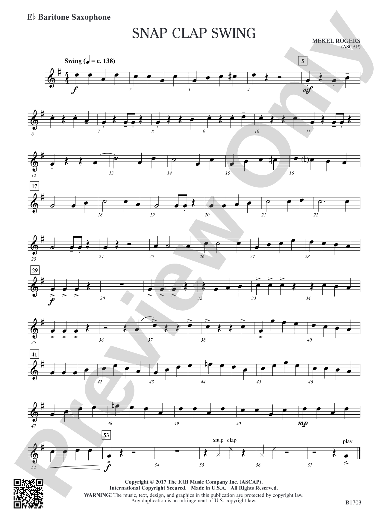 Snap Clap Swing: E-flat Baritone Saxophone