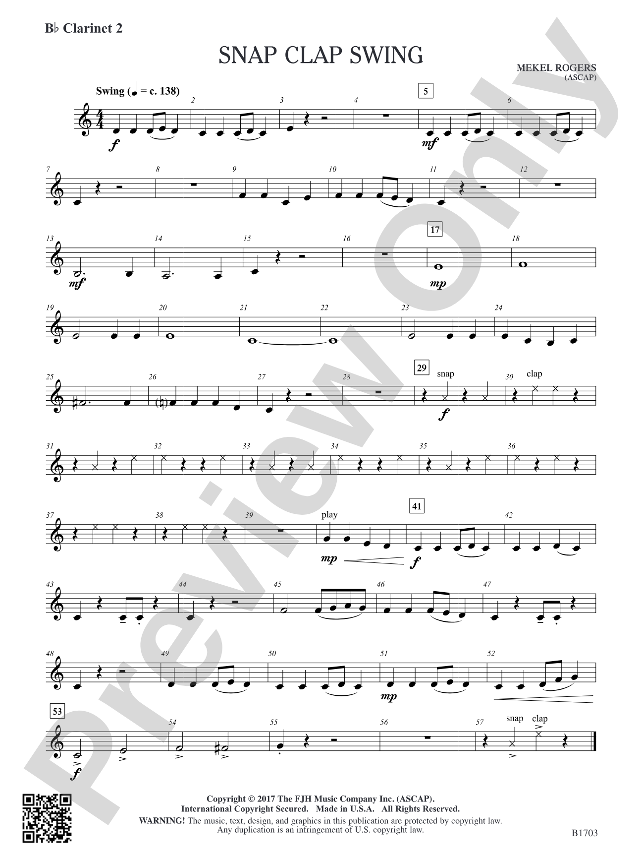 Snap Clap Swing: B-flat Clarinet 2