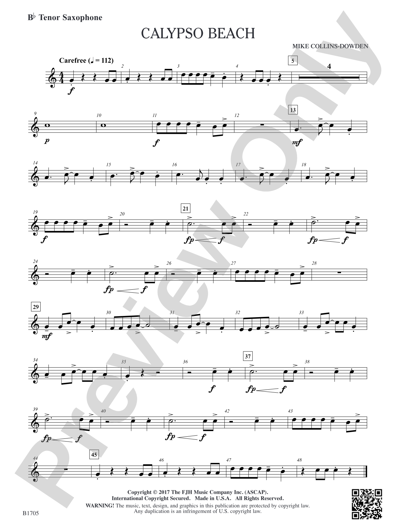 Calypso Beach: B-flat Tenor Saxophone