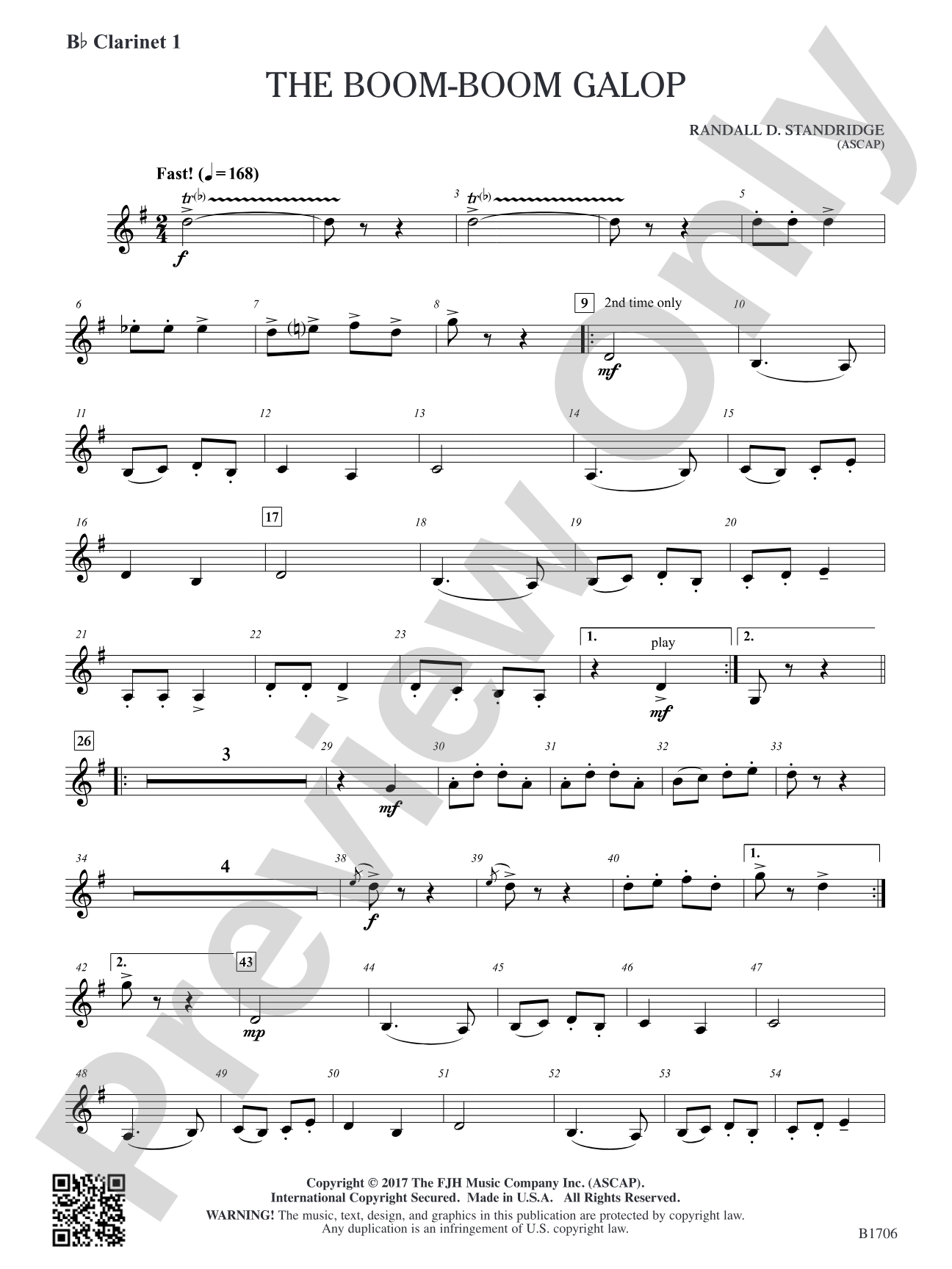 The Boom-Boom Galop: B-flat Clarinet 1