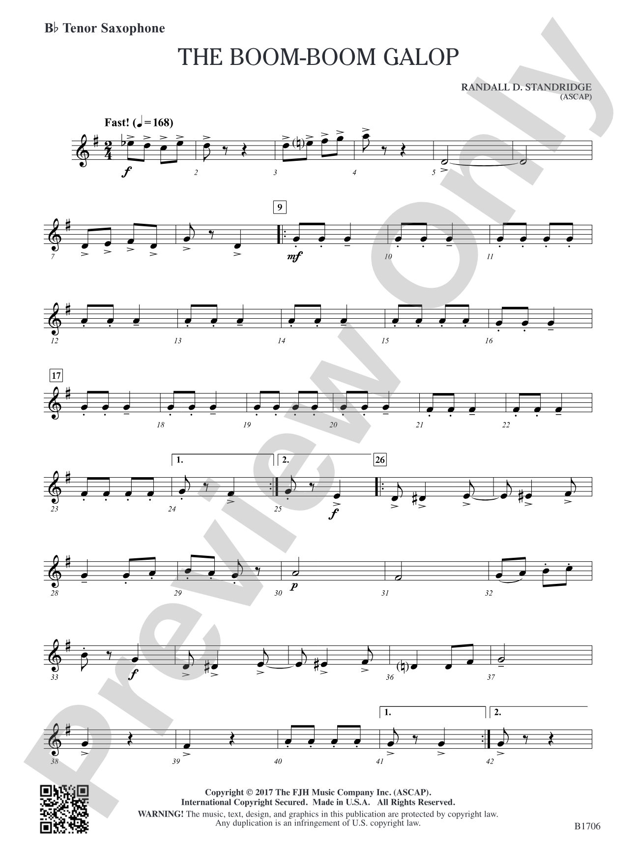 The Boom-Boom Galop: B-flat Tenor Saxophone