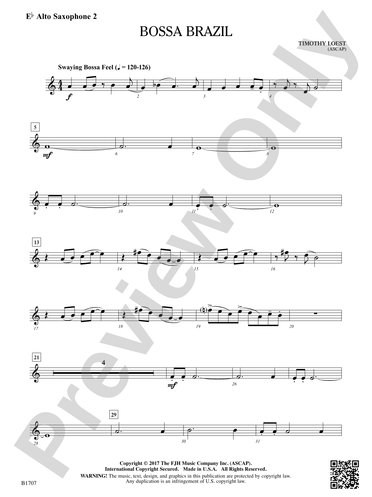 Bossa Brazil: E-flat Alto Saxophone 2