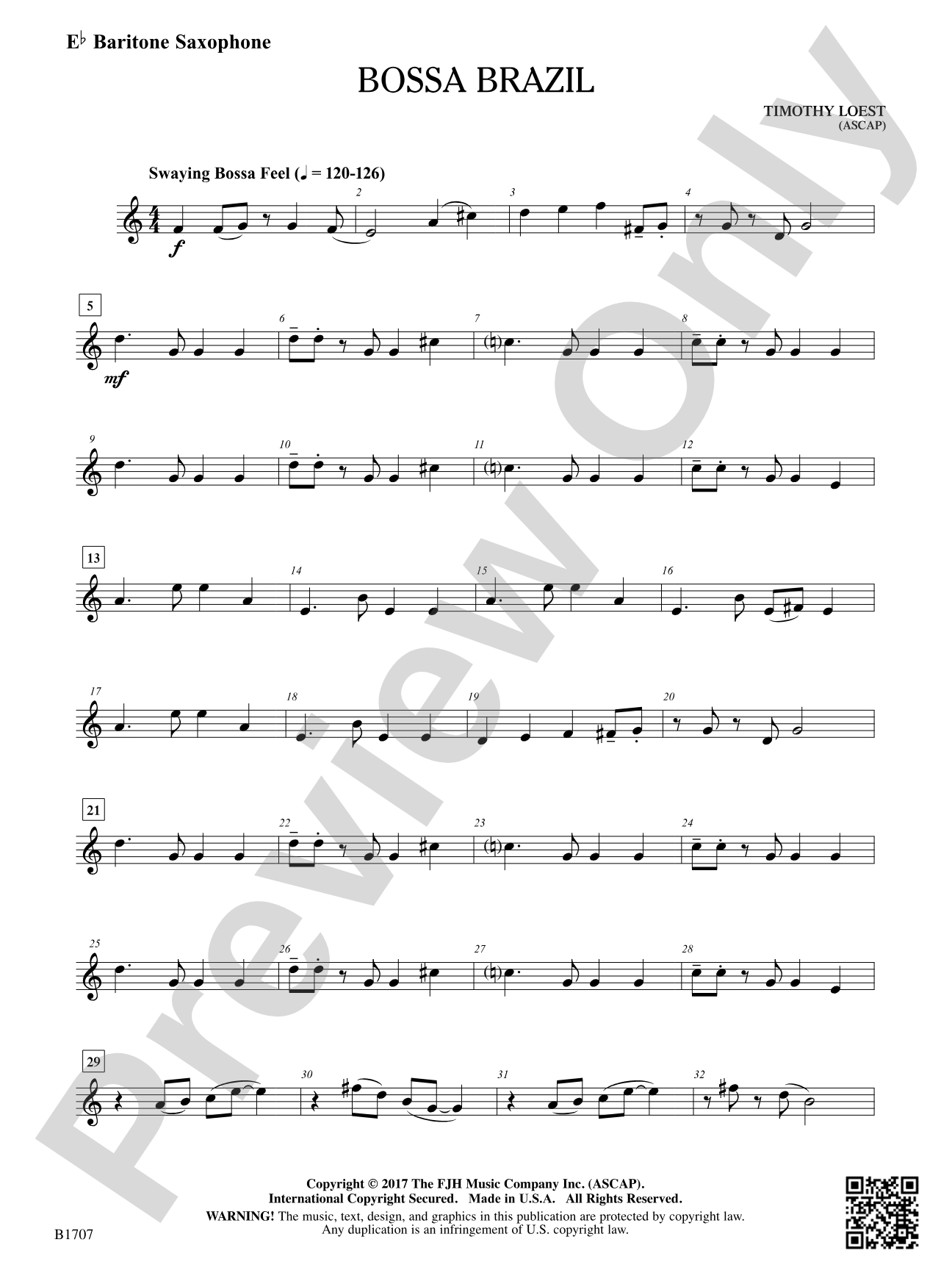 Bossa Brazil: E-flat Baritone Saxophone