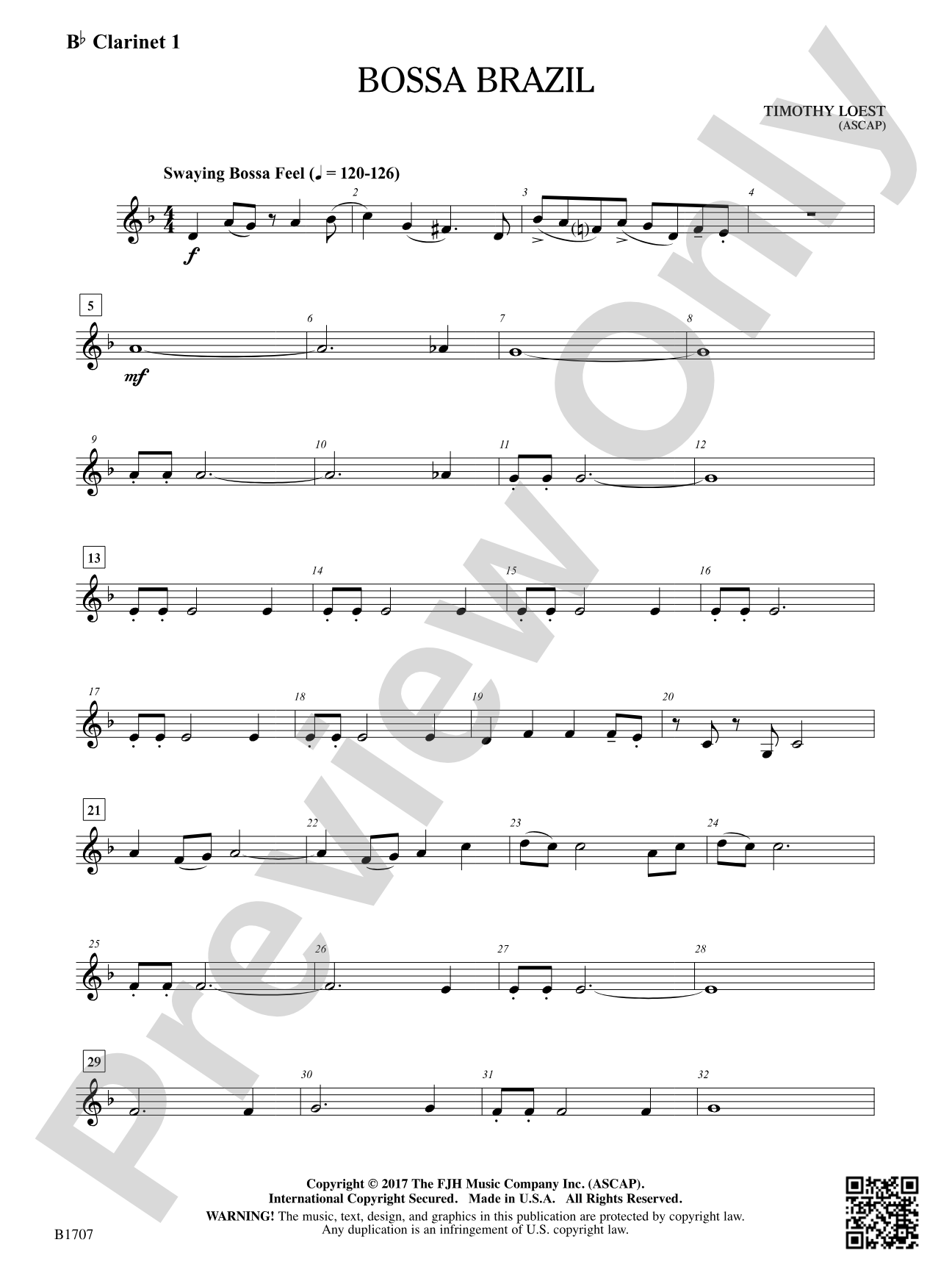 Bossa Brazil: B-flat Clarinet 1