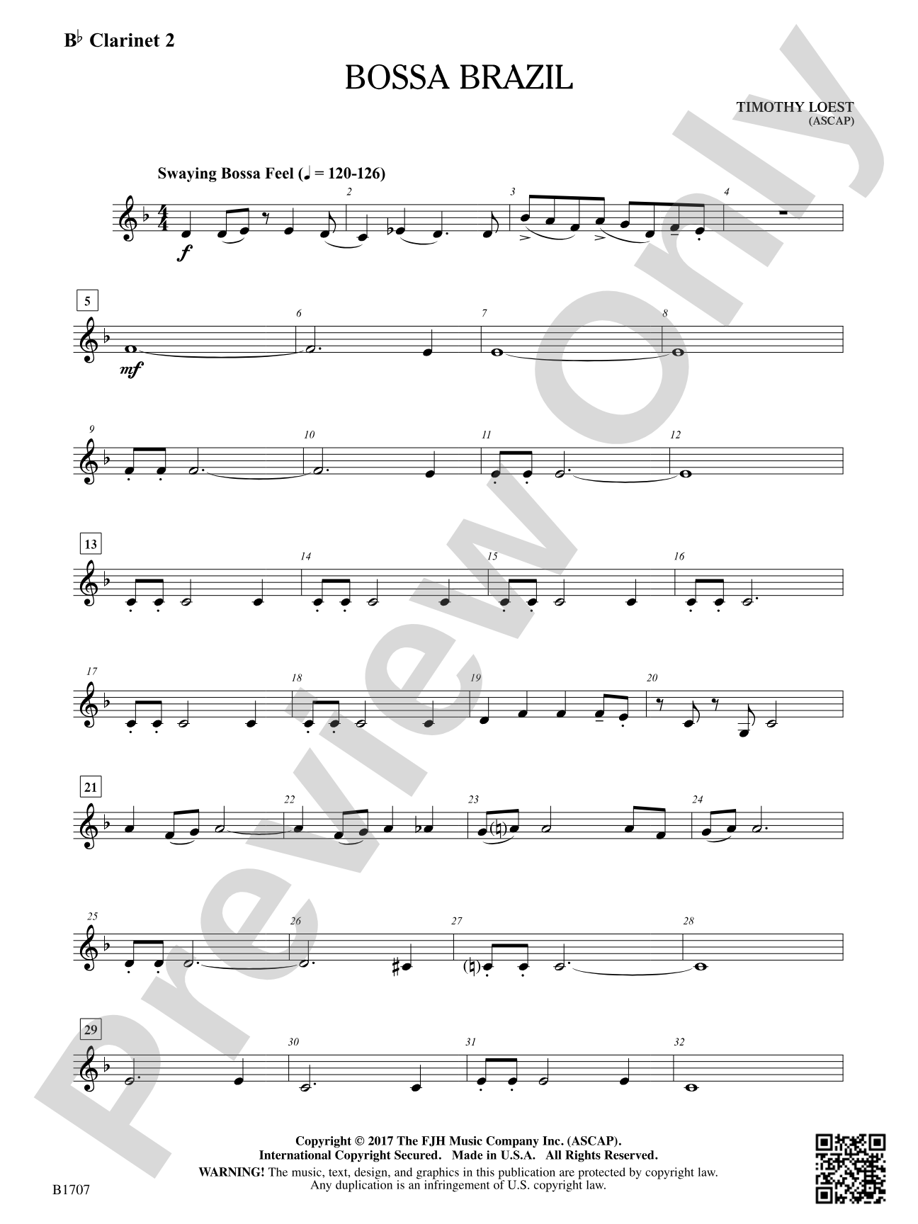 Bossa Brazil: B-flat Clarinet 2