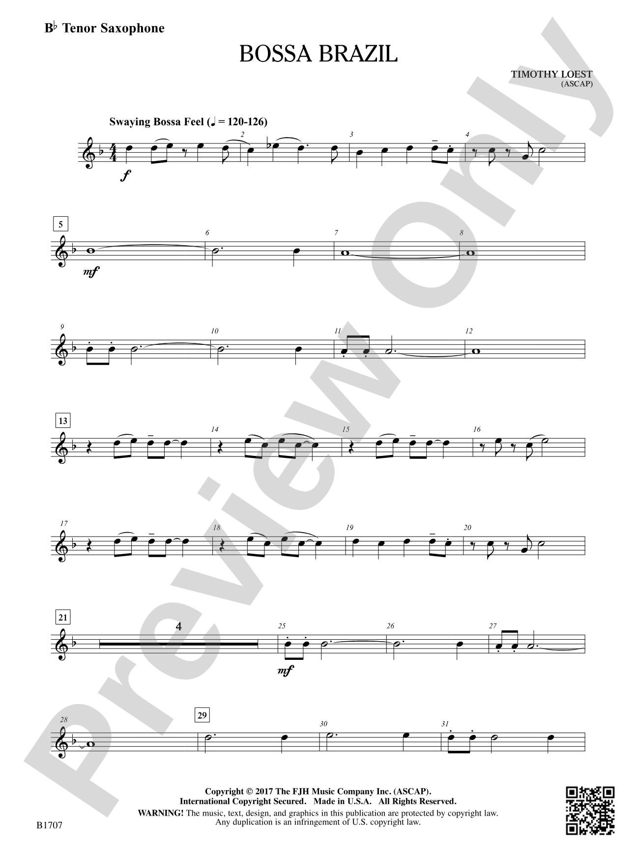 Bossa Brazil: B-flat Tenor Saxophone