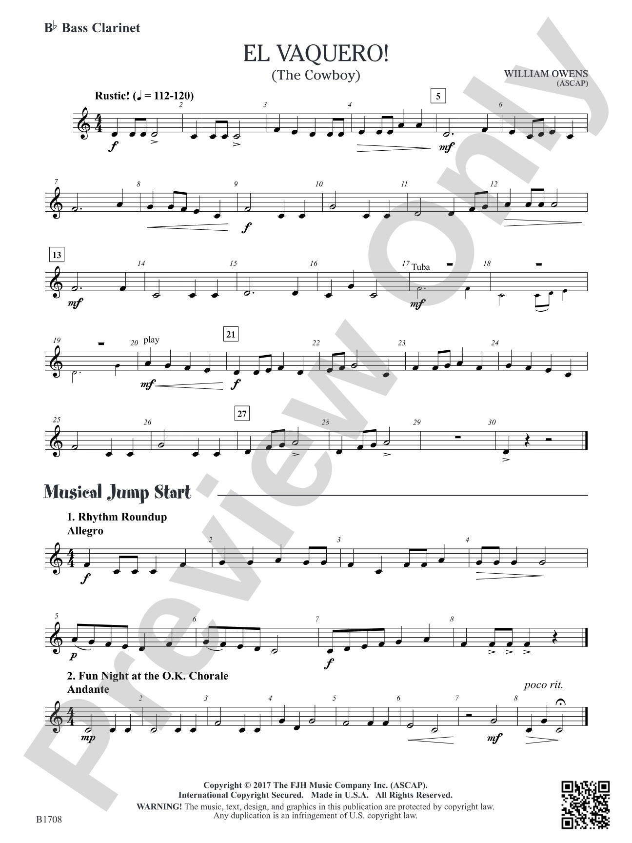 El Vaquero!: B-flat Bass Clarinet