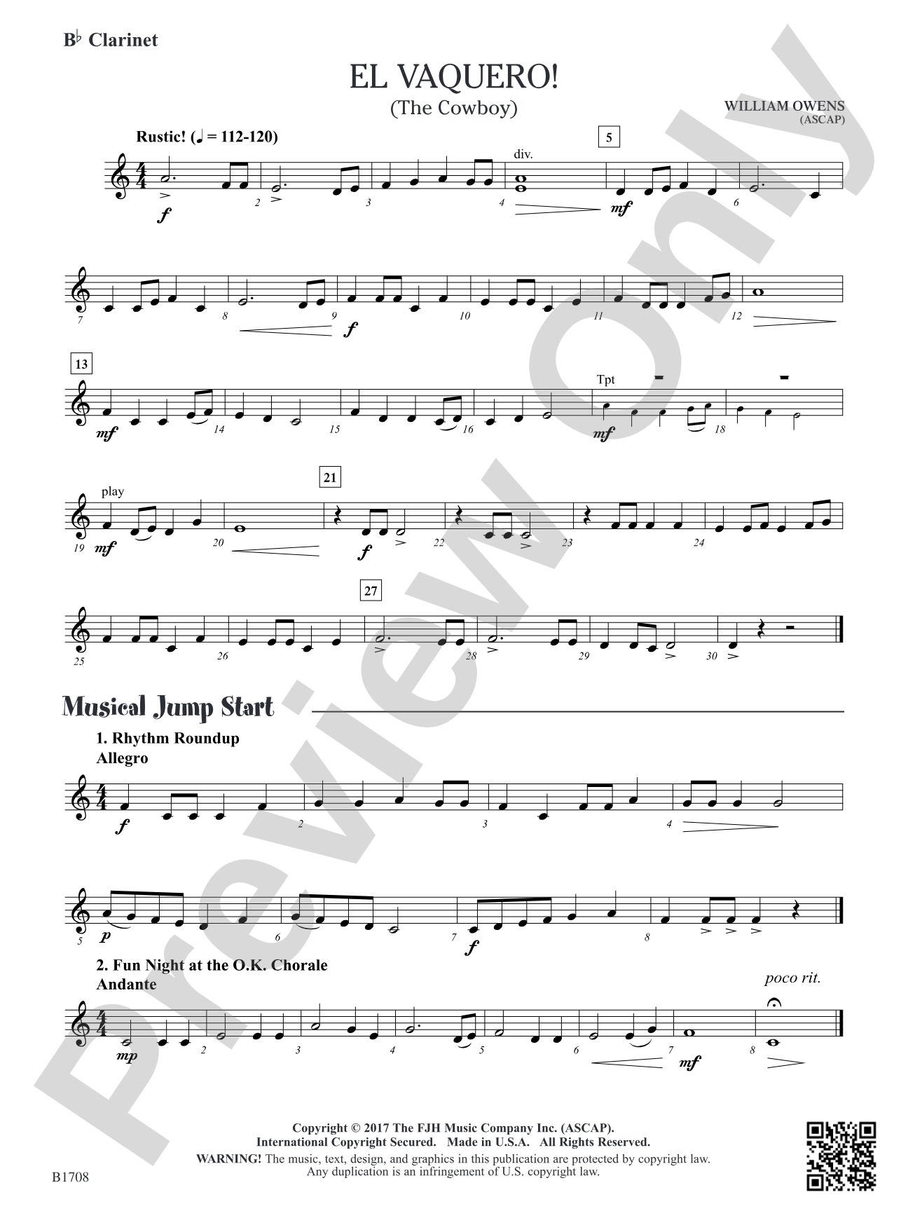 El Vaquero!: B-flat Clarinet