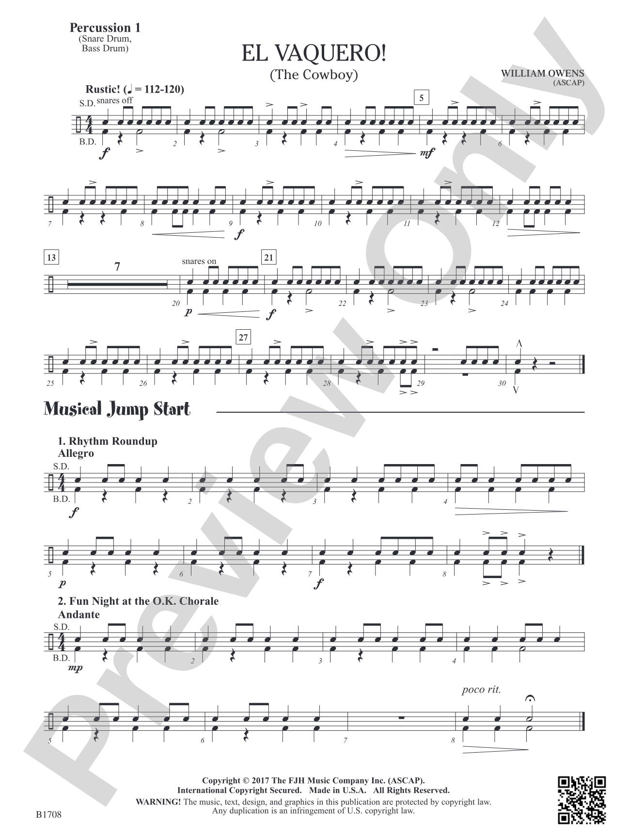 El Vaquero!: Percussion 1