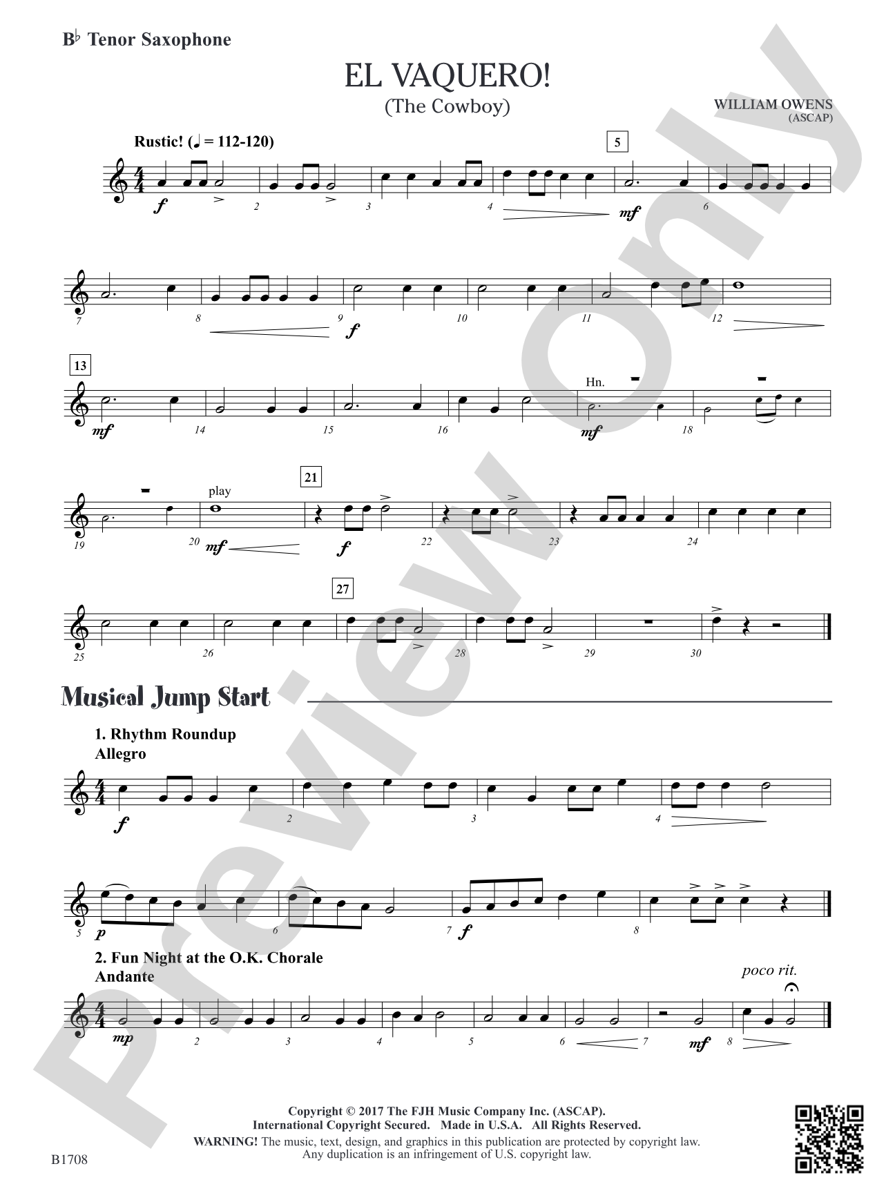El Vaquero!: B-flat Tenor Saxophone