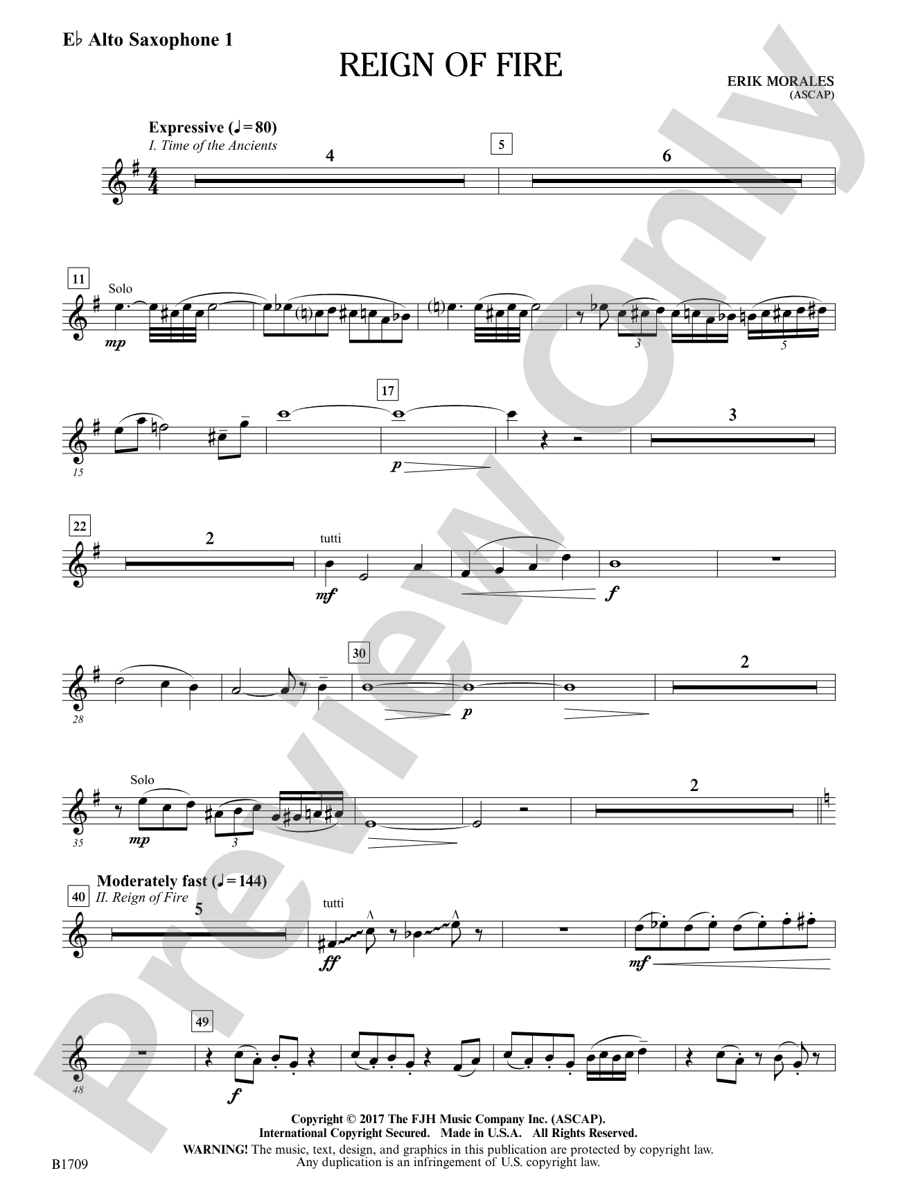 Reign of Fire: E-flat Alto Saxophone 1