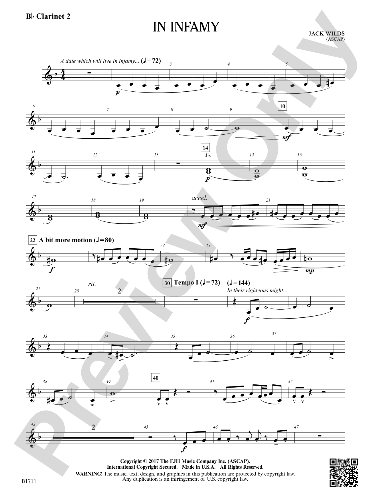 In Infamy: B-flat Clarinet 2