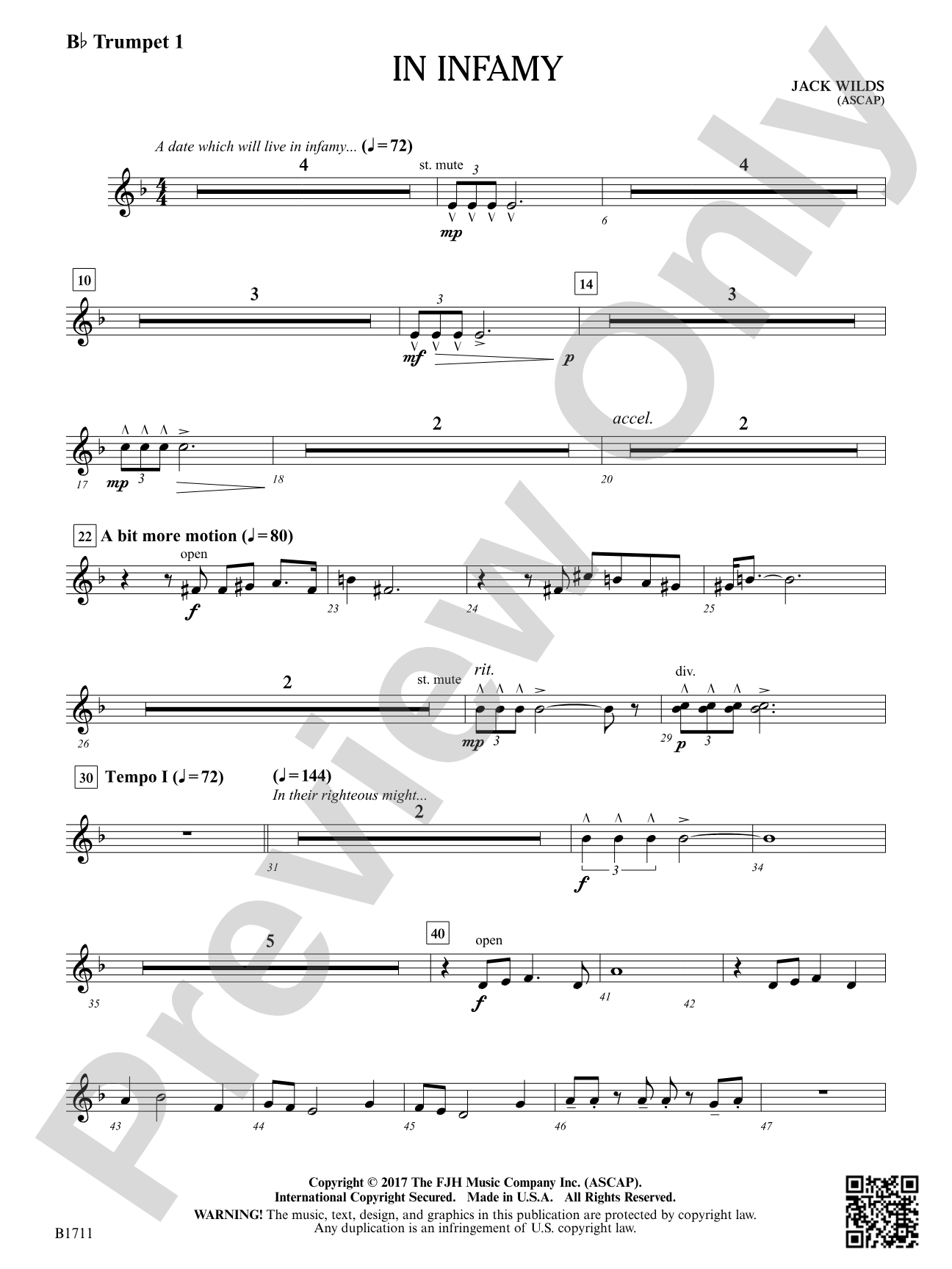 In Infamy: B-flat Trumpet 1
