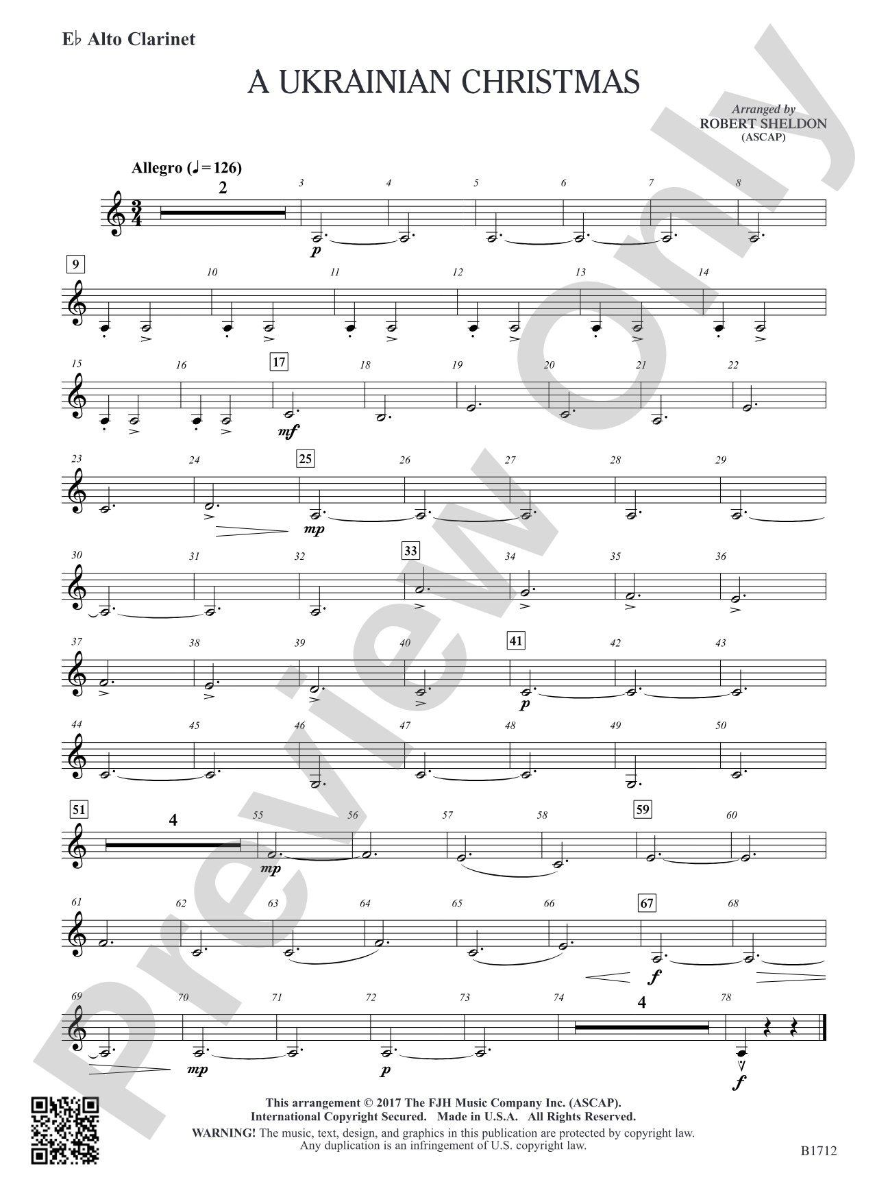 A Ukrainian Christmas: E-flat Alto Clarinet