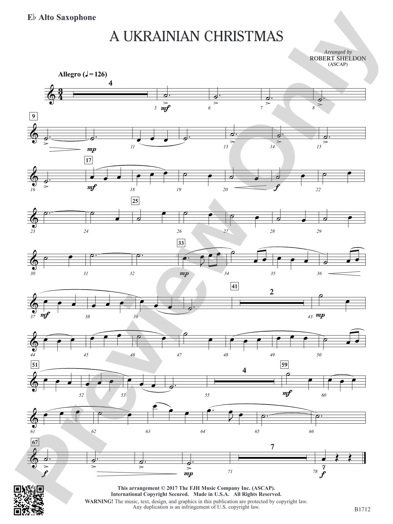 A Ukrainian Christmas: E-flat Alto Saxophone
