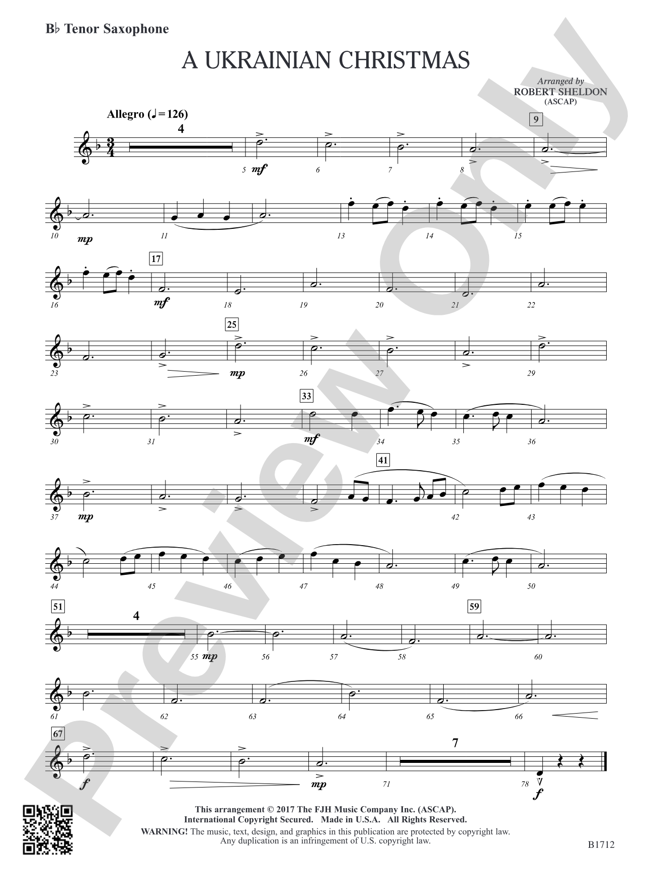 A Ukrainian Christmas: B-flat Tenor Saxophone