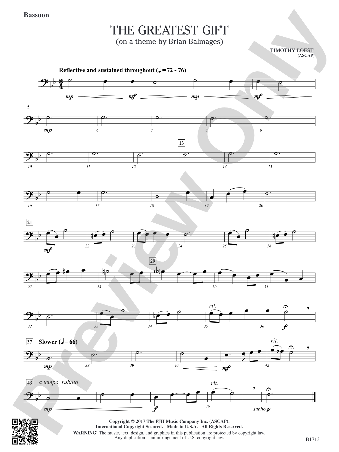 The Greatest Gift: Bassoon