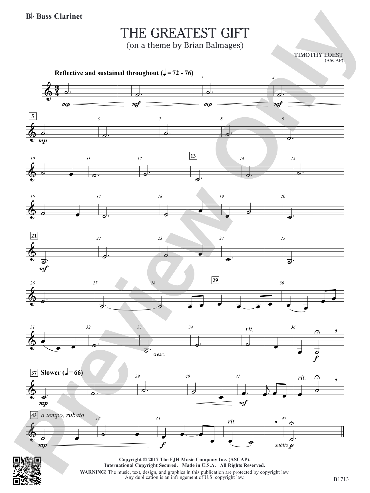 The Greatest Gift: B-flat Bass Clarinet