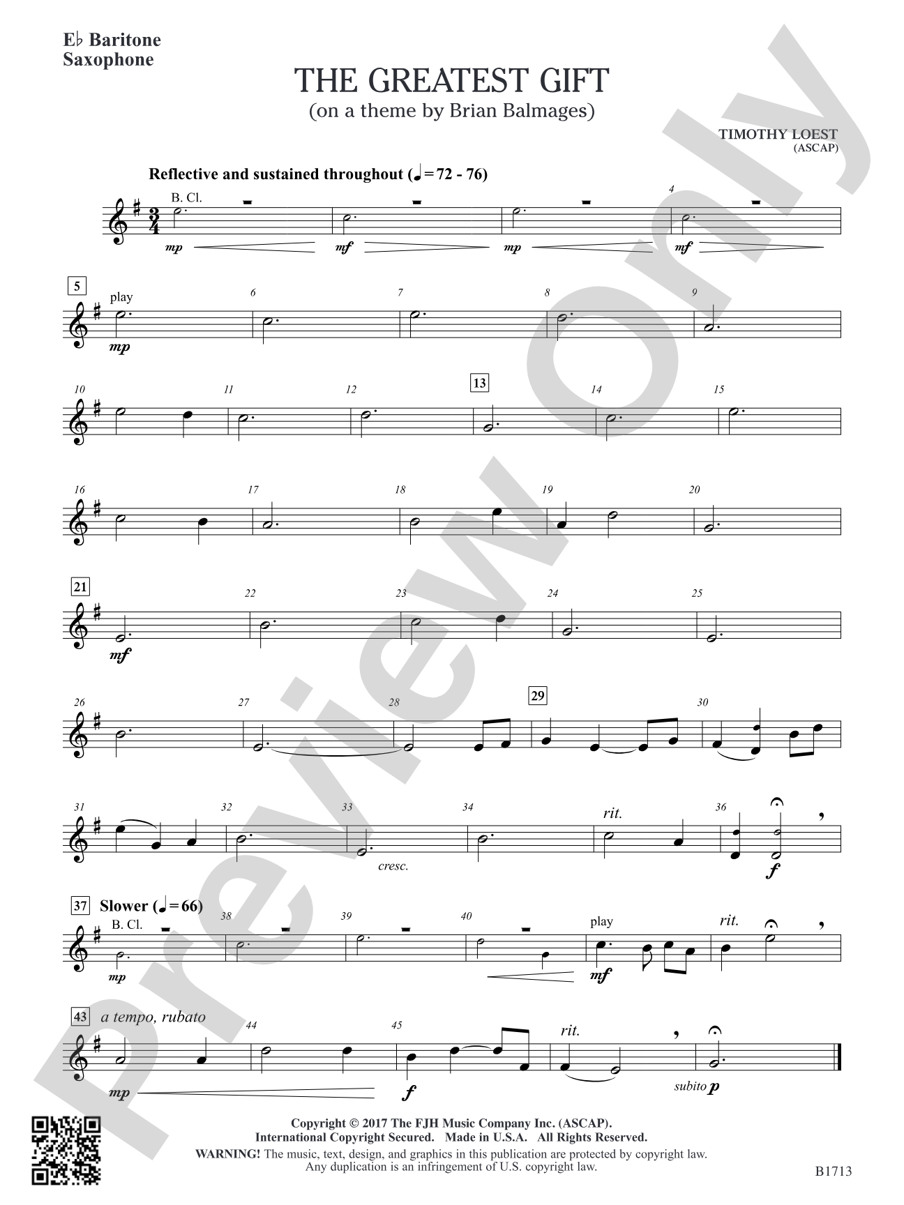 The Greatest Gift: E-flat Baritone Saxophone