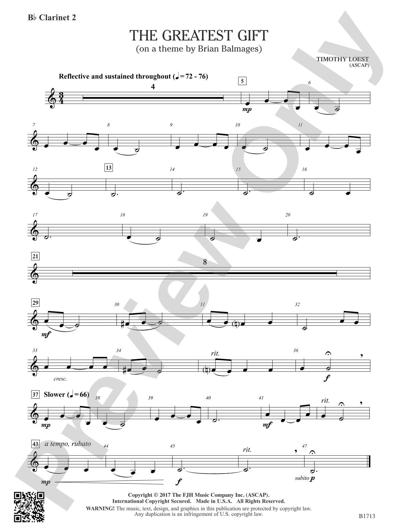 The Greatest Gift: B-flat Clarinet 2