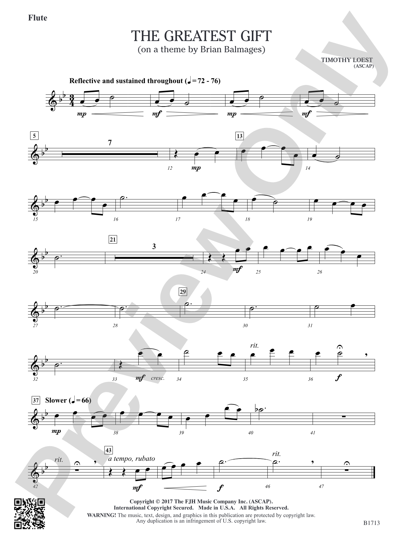 The Greatest Gift: Flute
