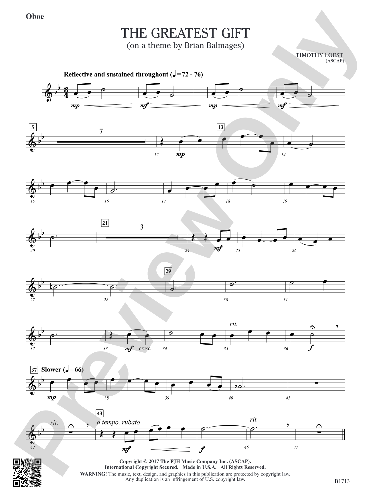 The Greatest Gift: Oboe