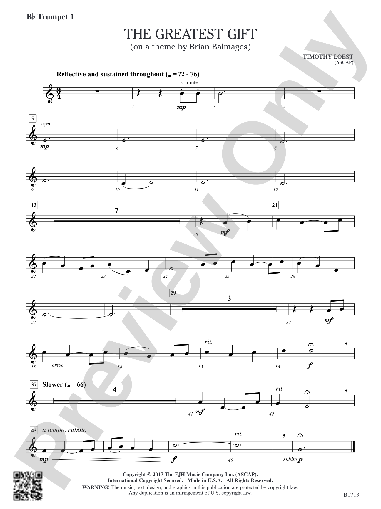 The Greatest Gift: B-flat Trumpet 1