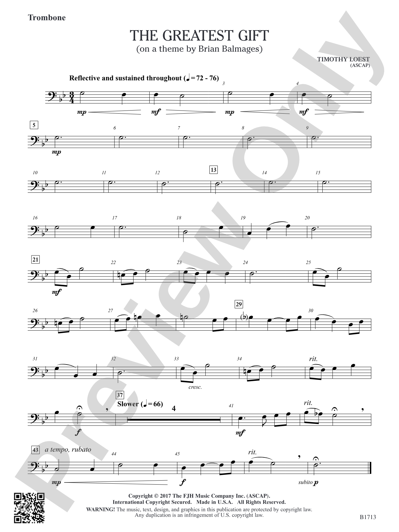 The Greatest Gift: Trombone