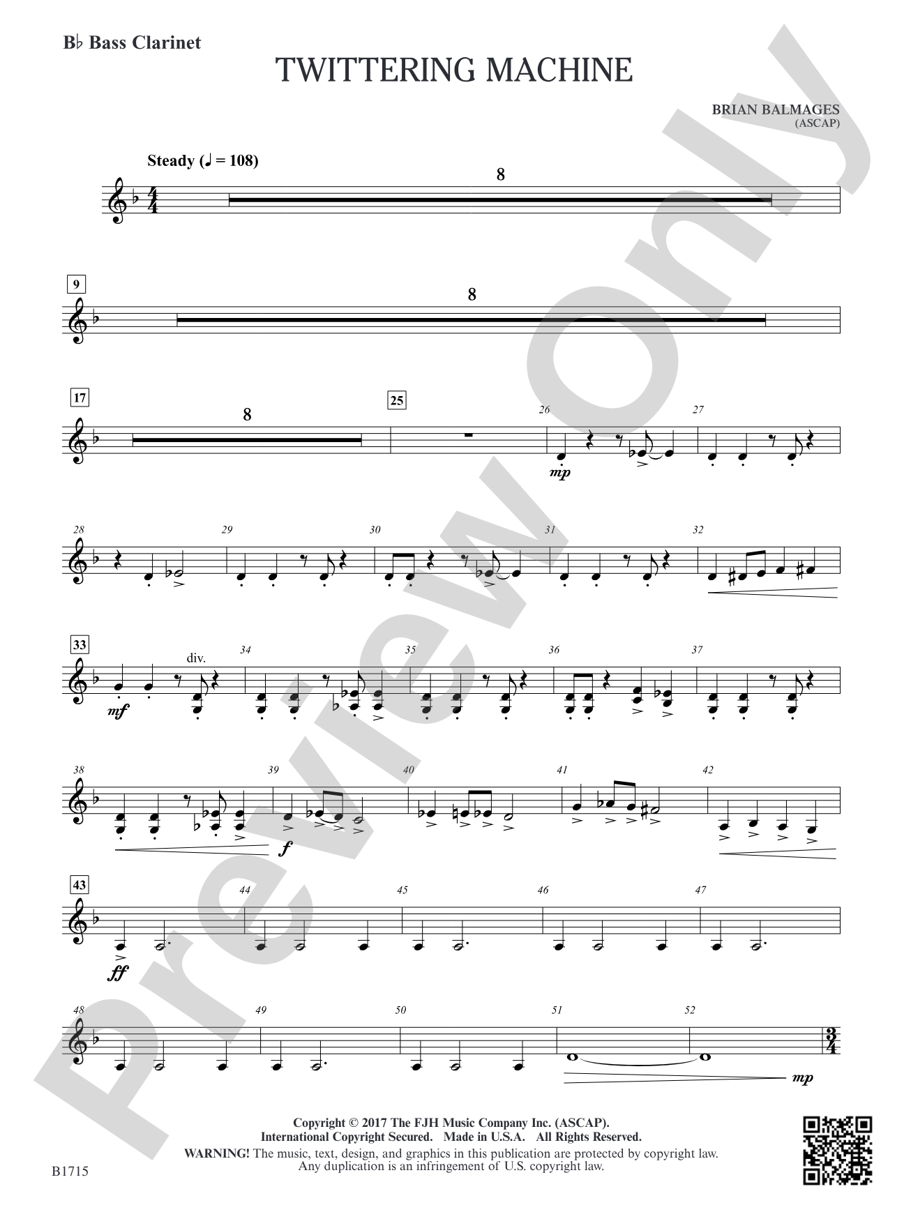 Twittering Machine: B-flat Bass Clarinet