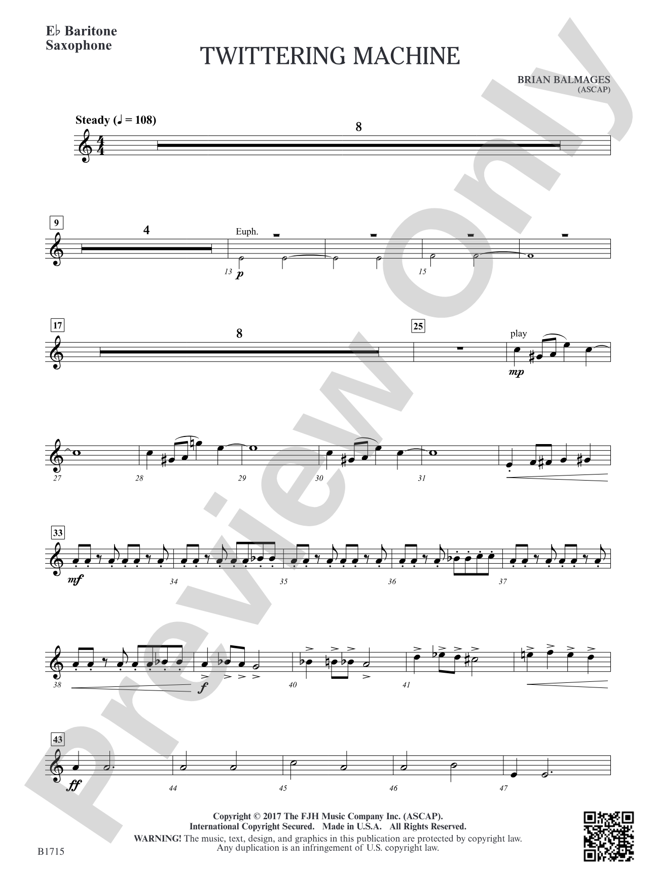 Twittering Machine: E-flat Baritone Saxophone