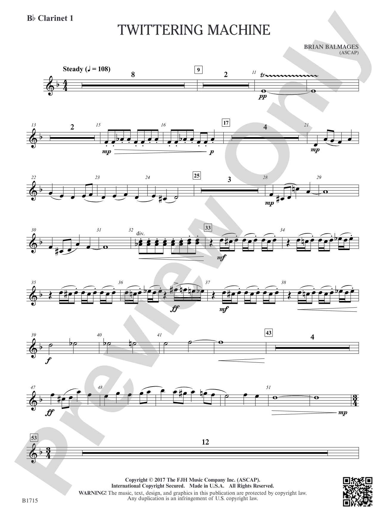 Twittering Machine: B-flat Clarinet 1