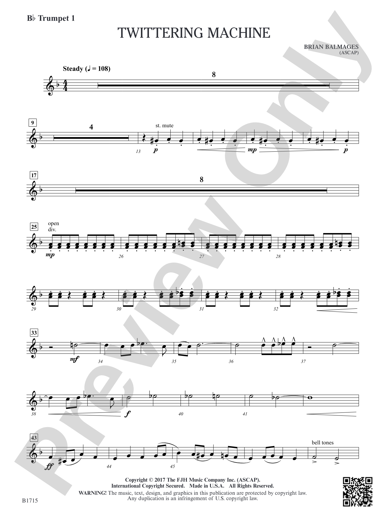 Twittering Machine: B-flat Trumpet 1