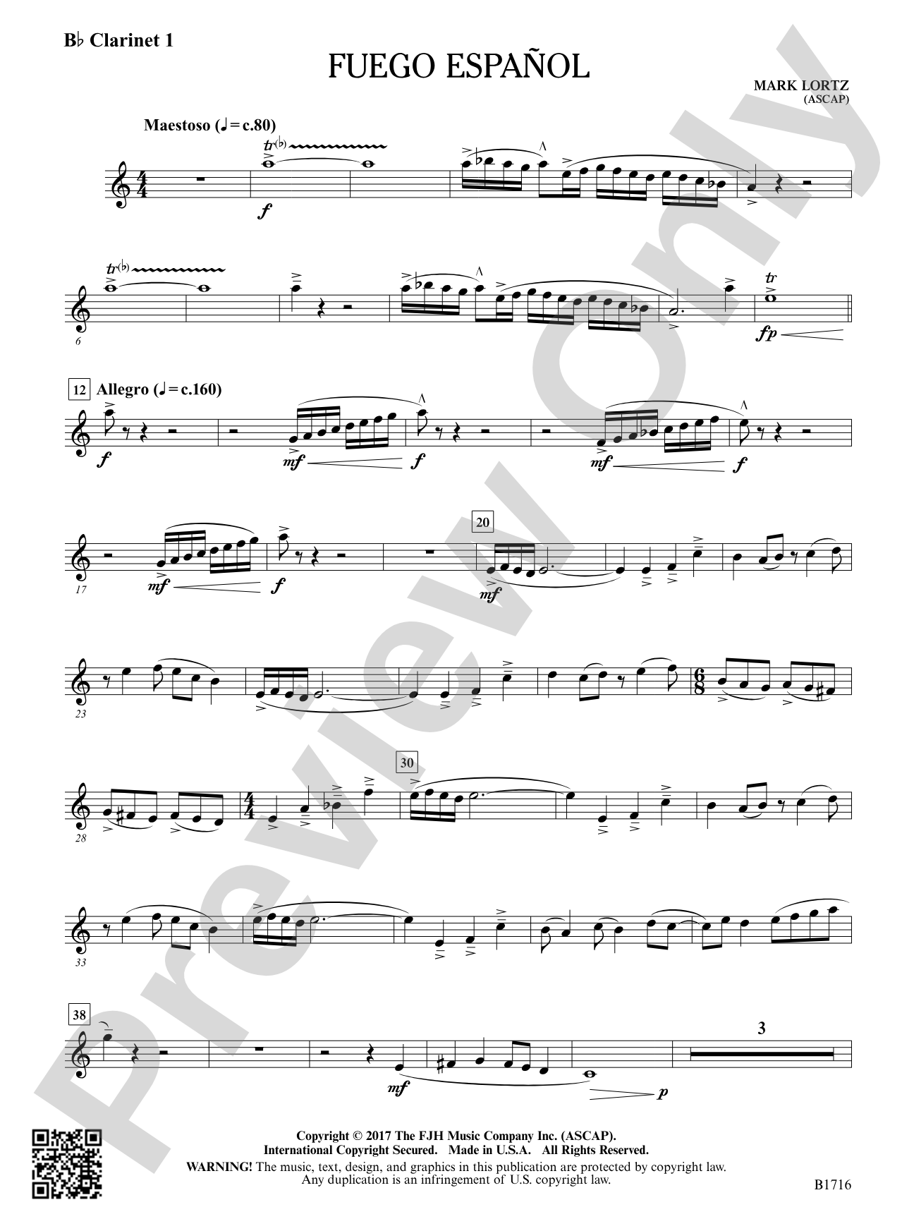 Fuego Espanol: B-flat Clarinet 1