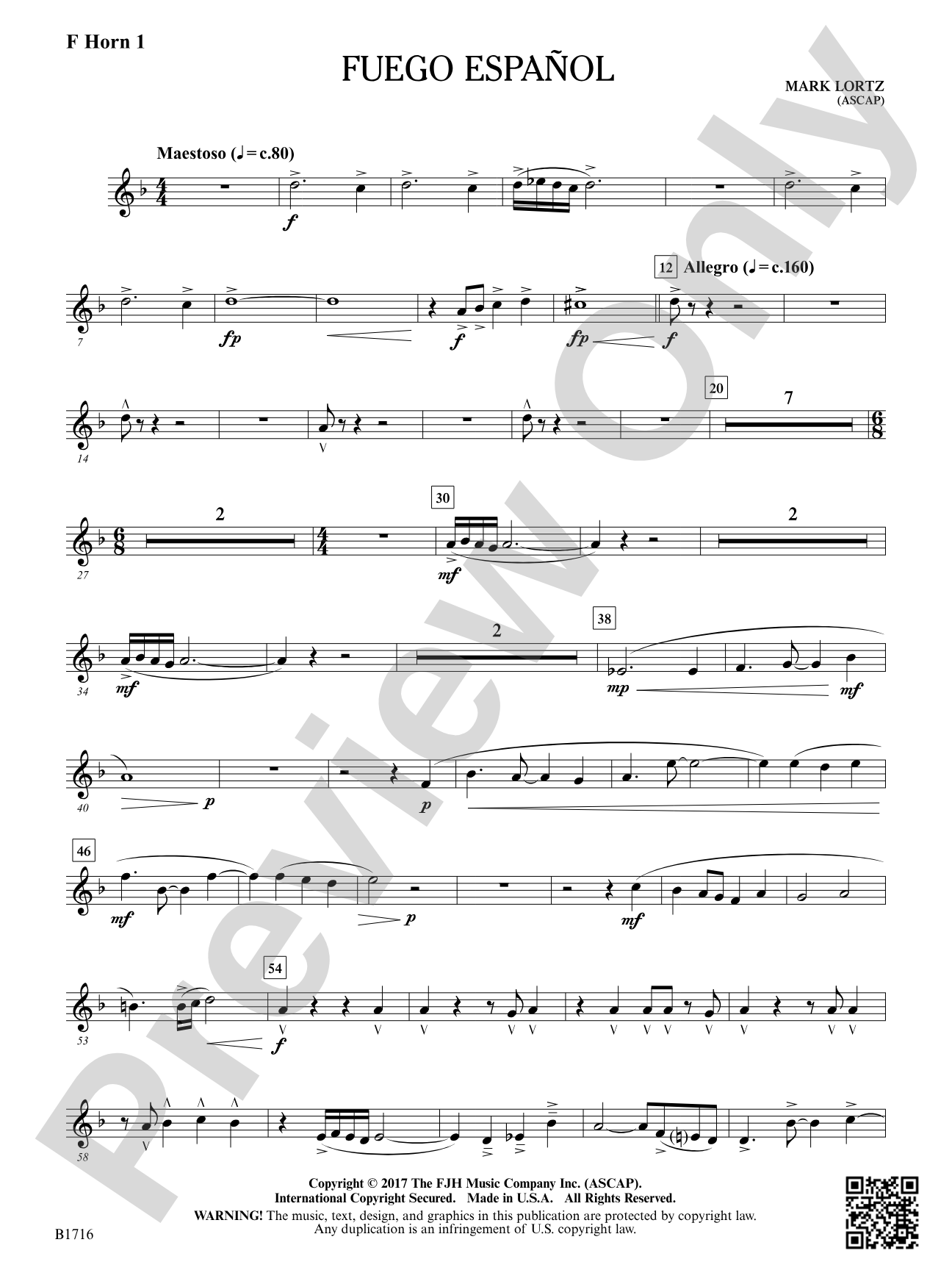 Fuego Espanol: F Horn 1