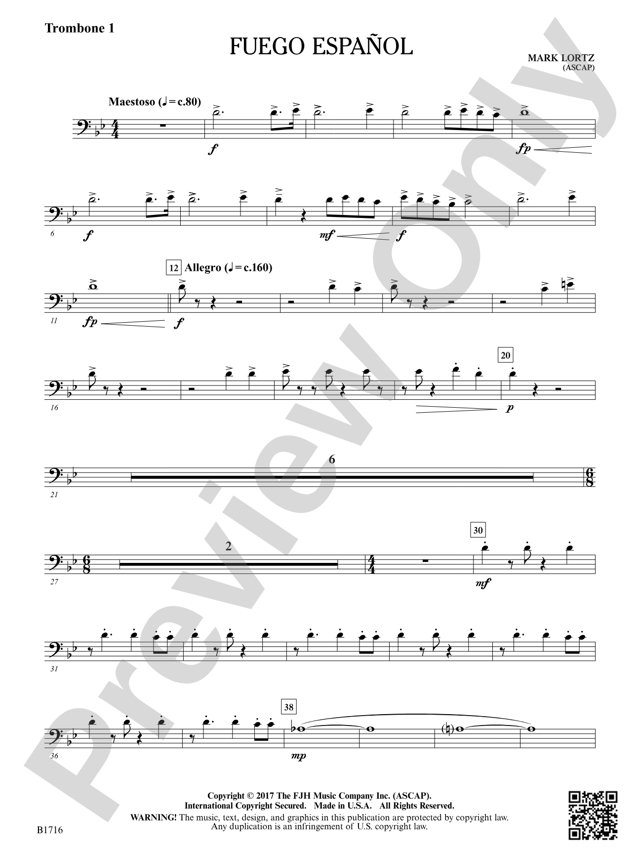 Fuego Espanol: Trombone 1