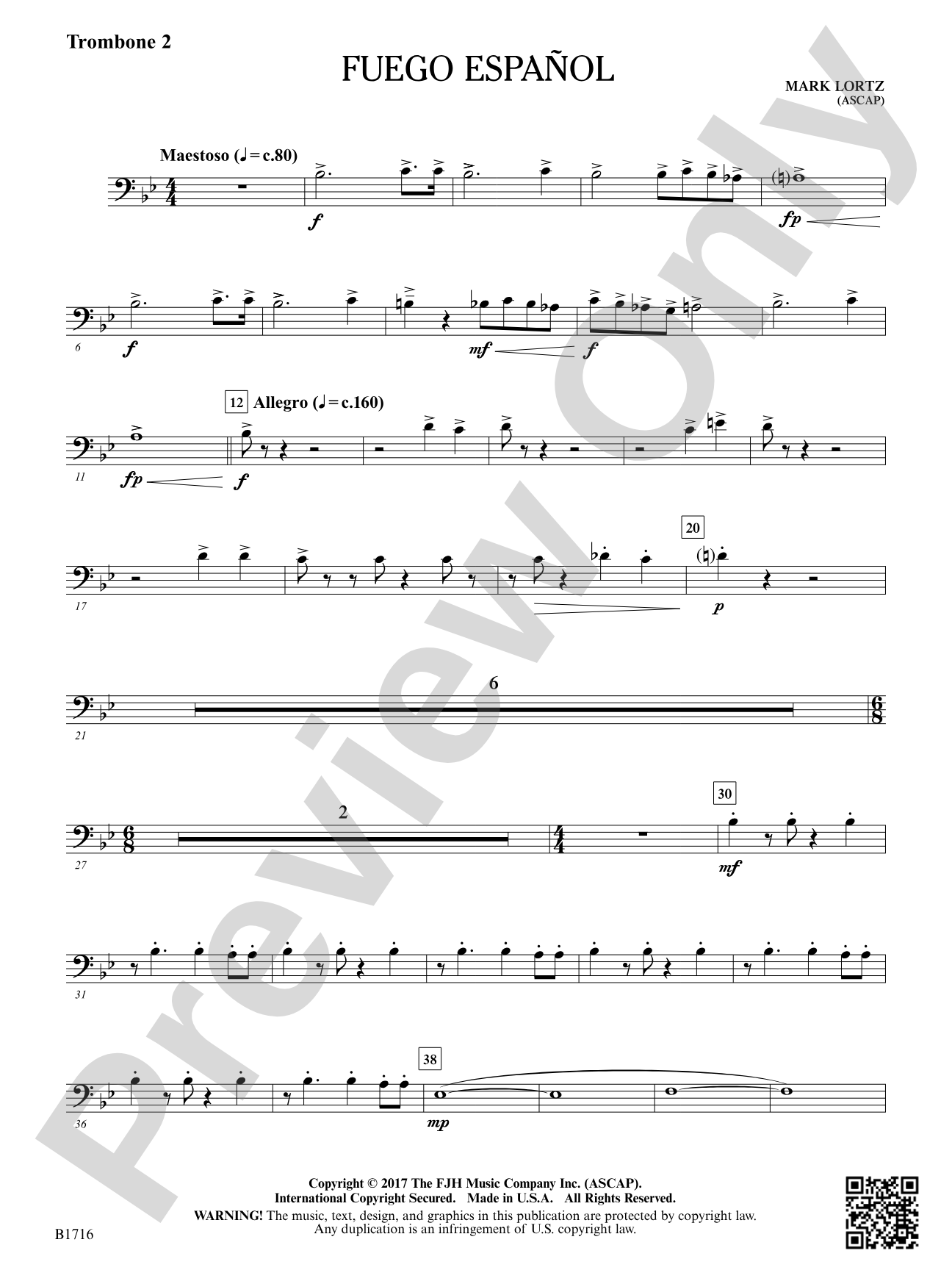 Fuego Espanol: Trombone 2