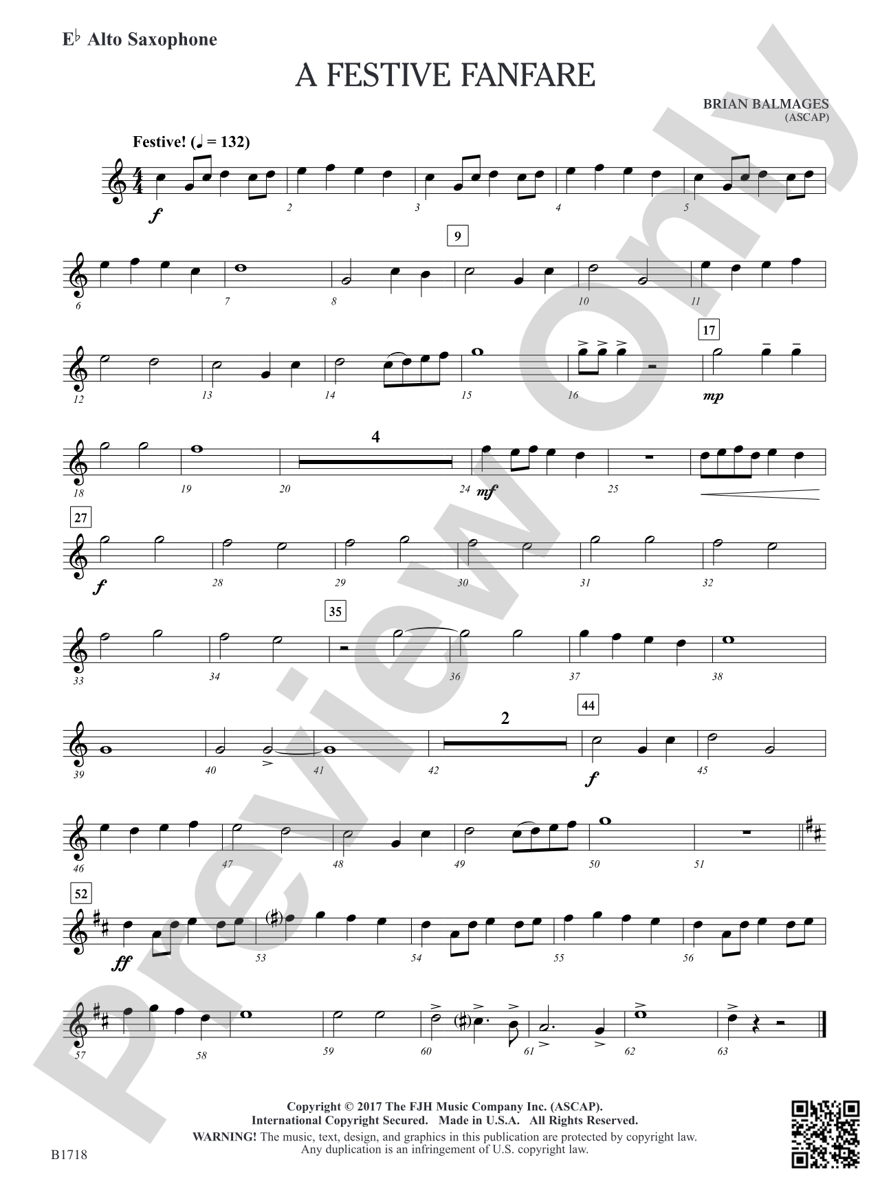 A Festive Fanfare: E-flat Alto Saxophone