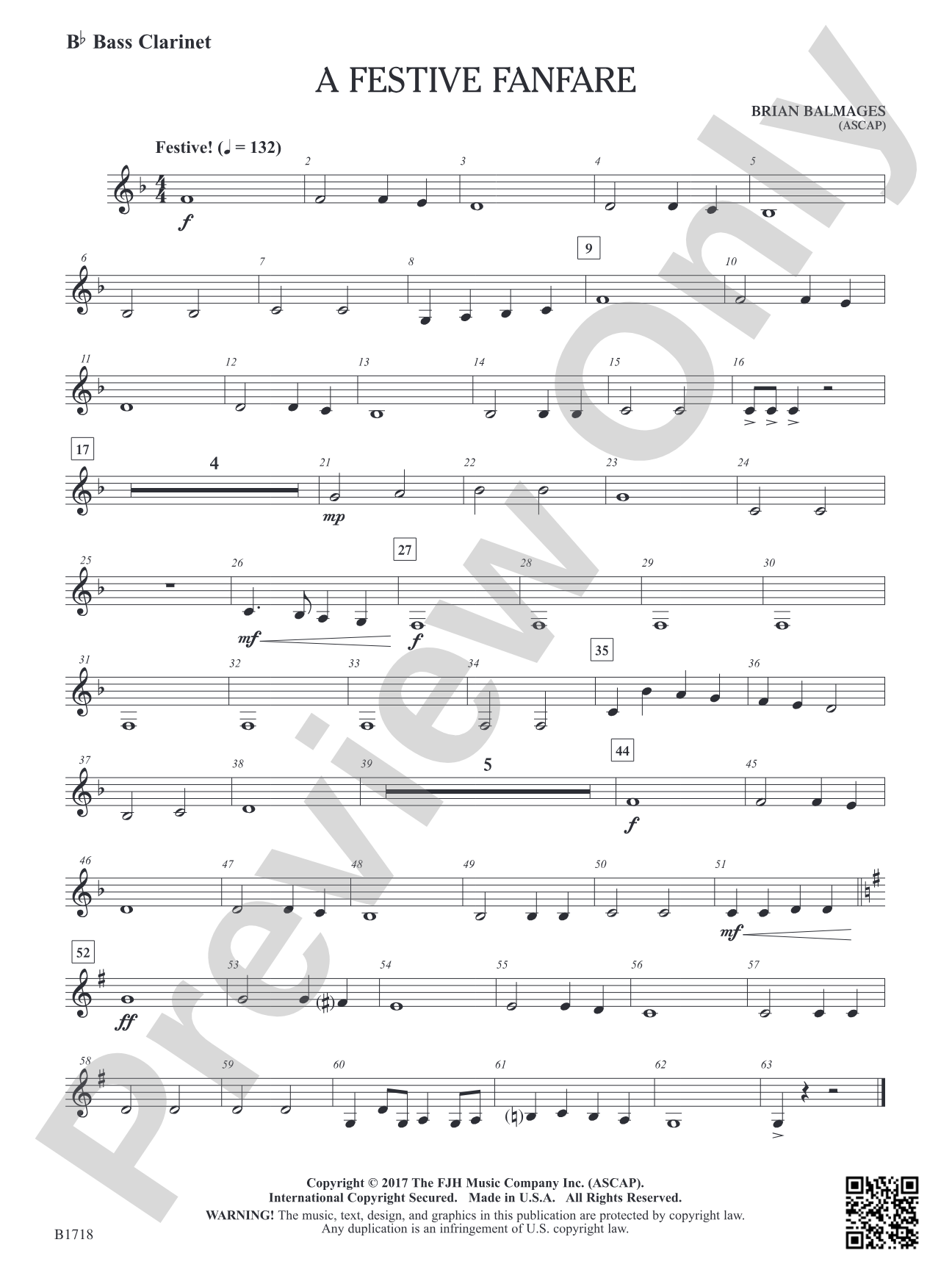 A Festive Fanfare: B-flat Bass Clarinet