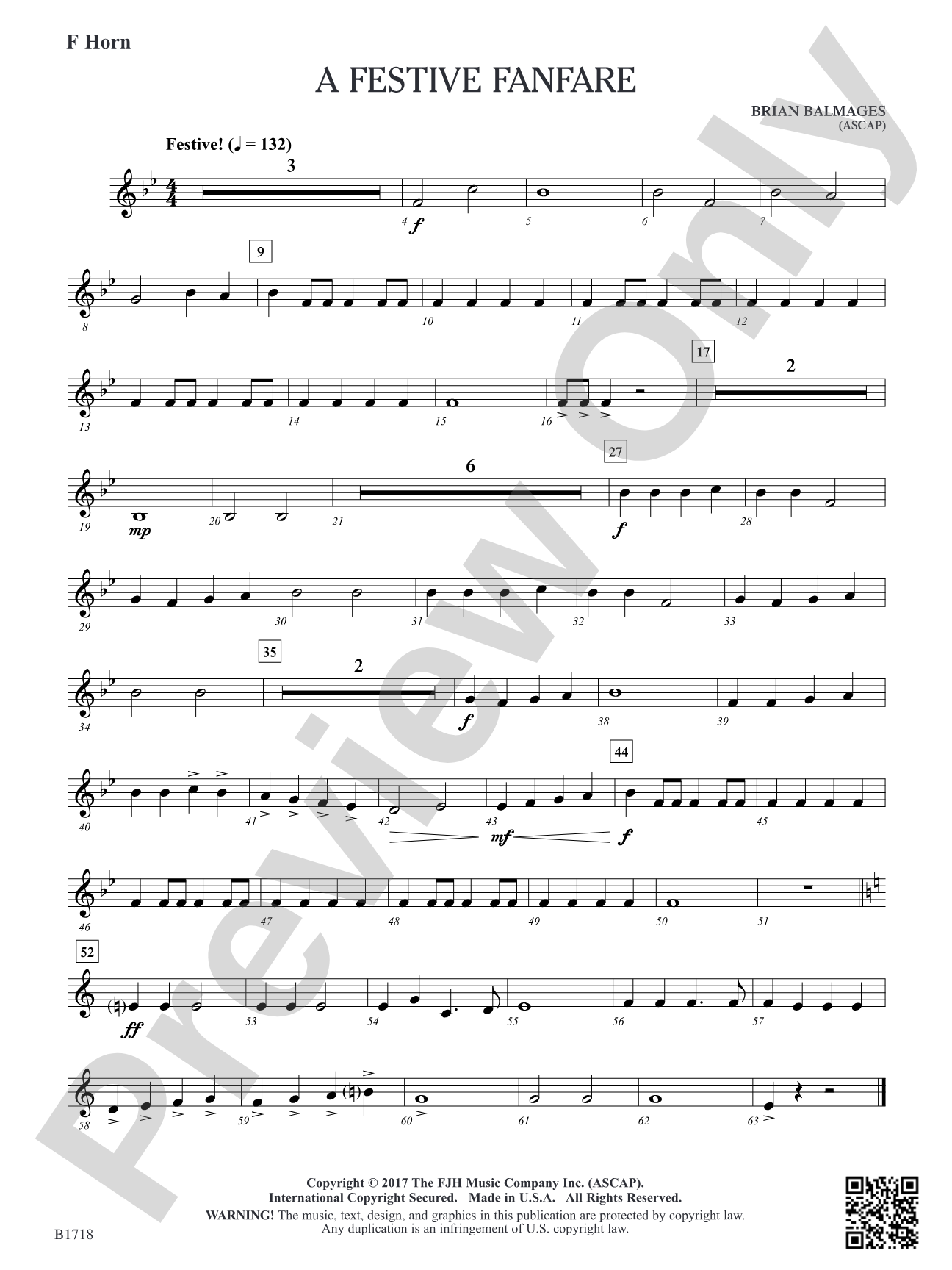 A Festive Fanfare: F Horn