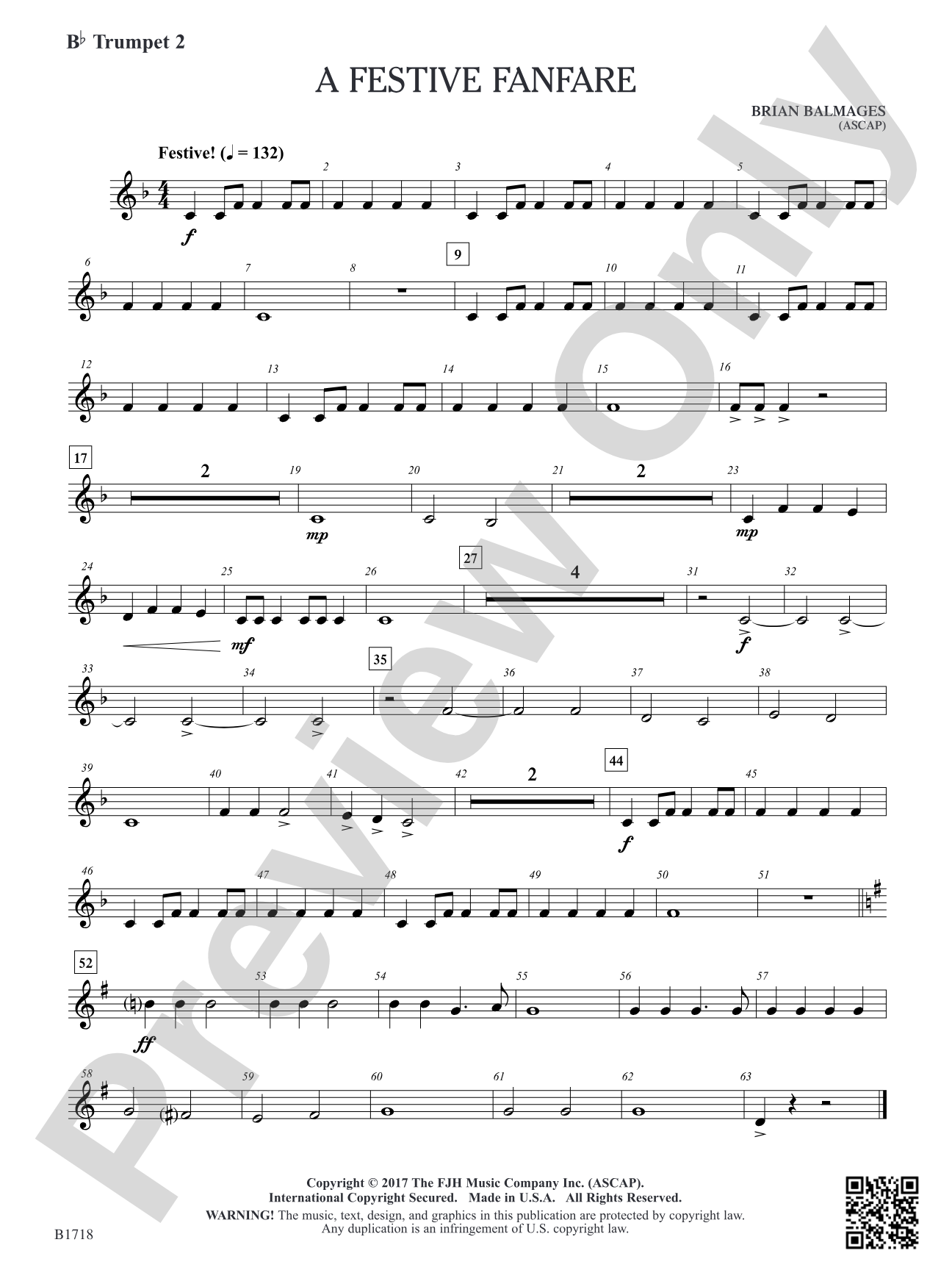 A Festive Fanfare: B-flat Trumpet 2