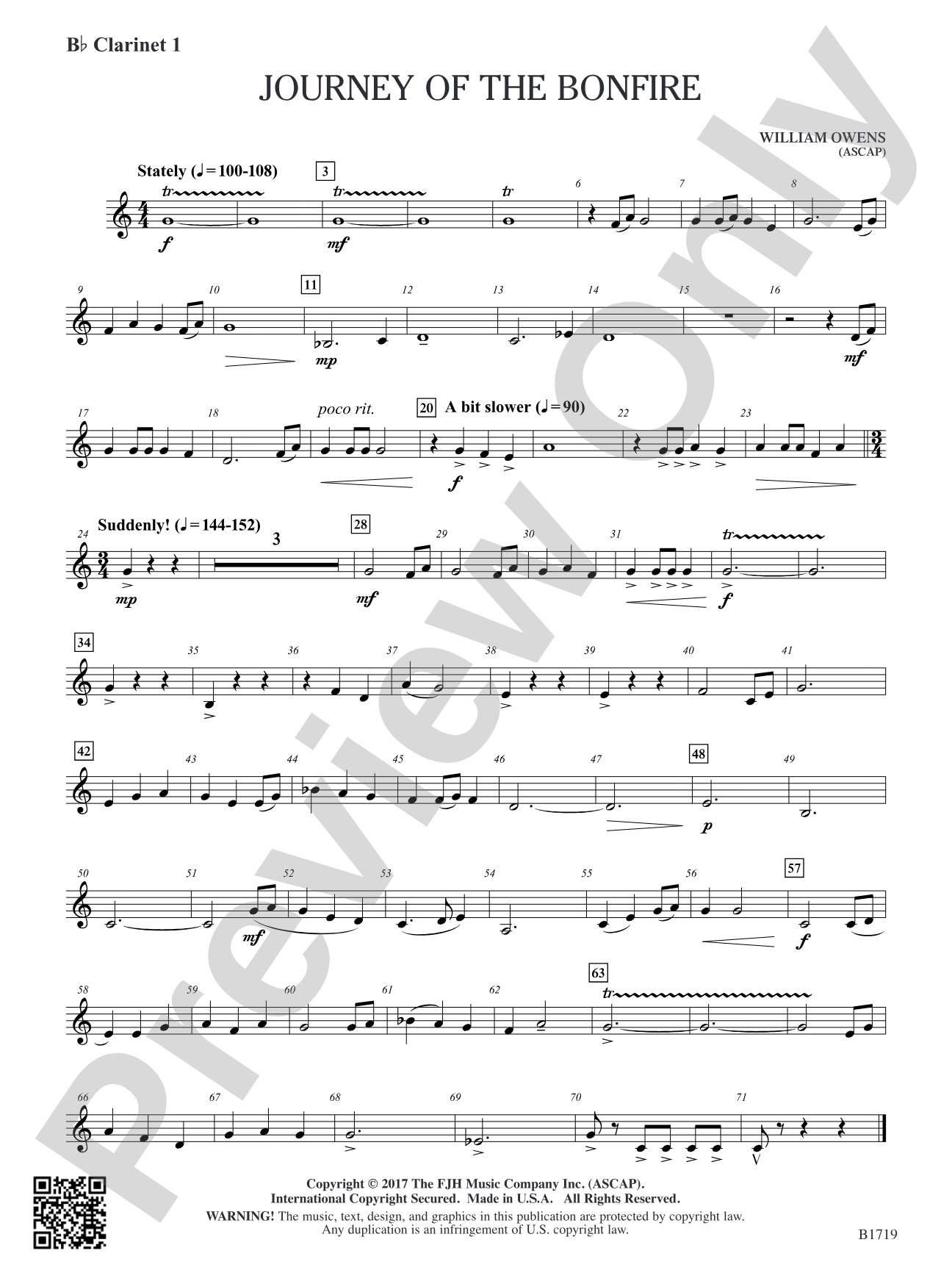 Journey of the Bonfire: B-flat Clarinet 1